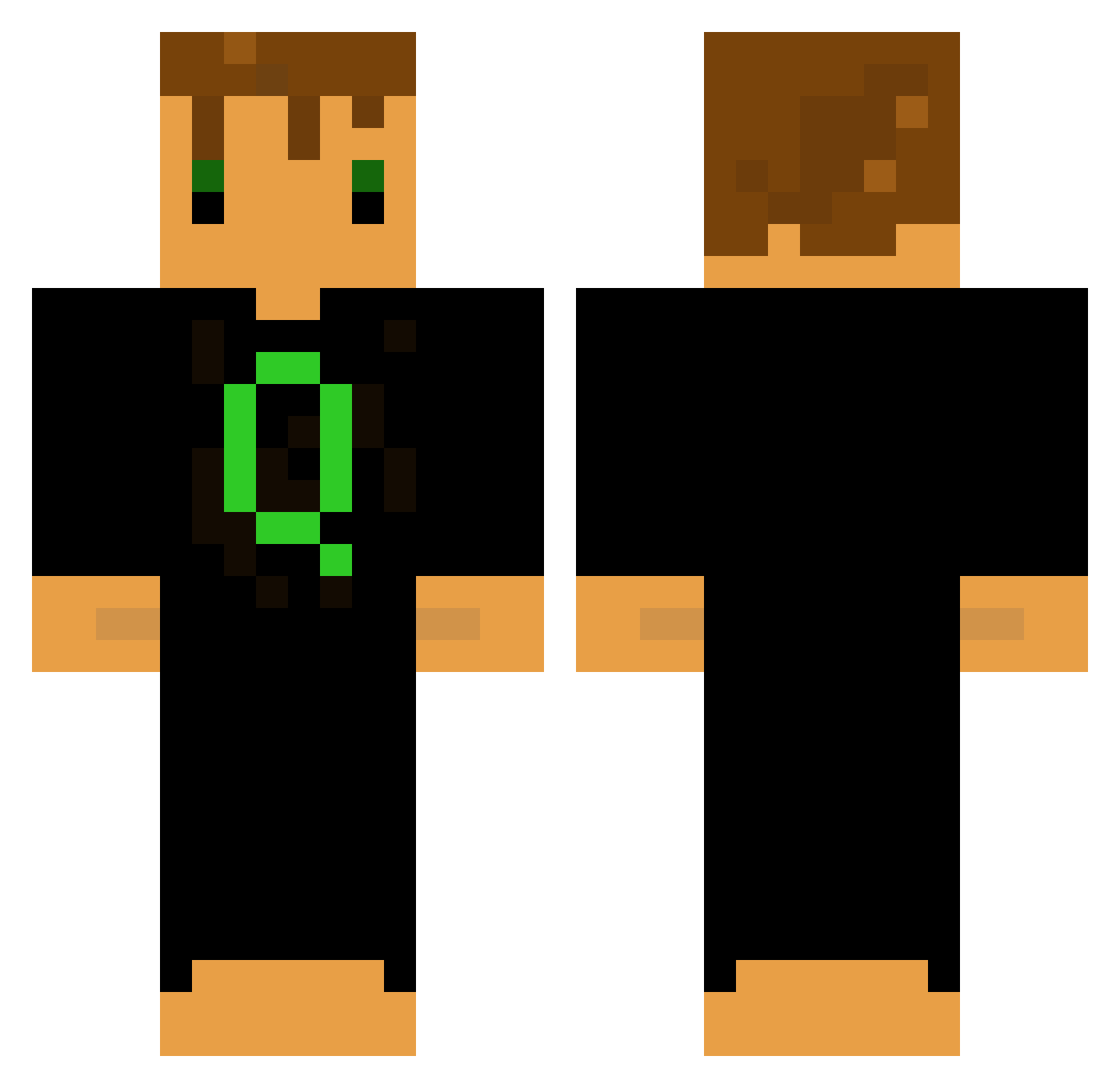 Quiemu Minecraft skin, front and back view