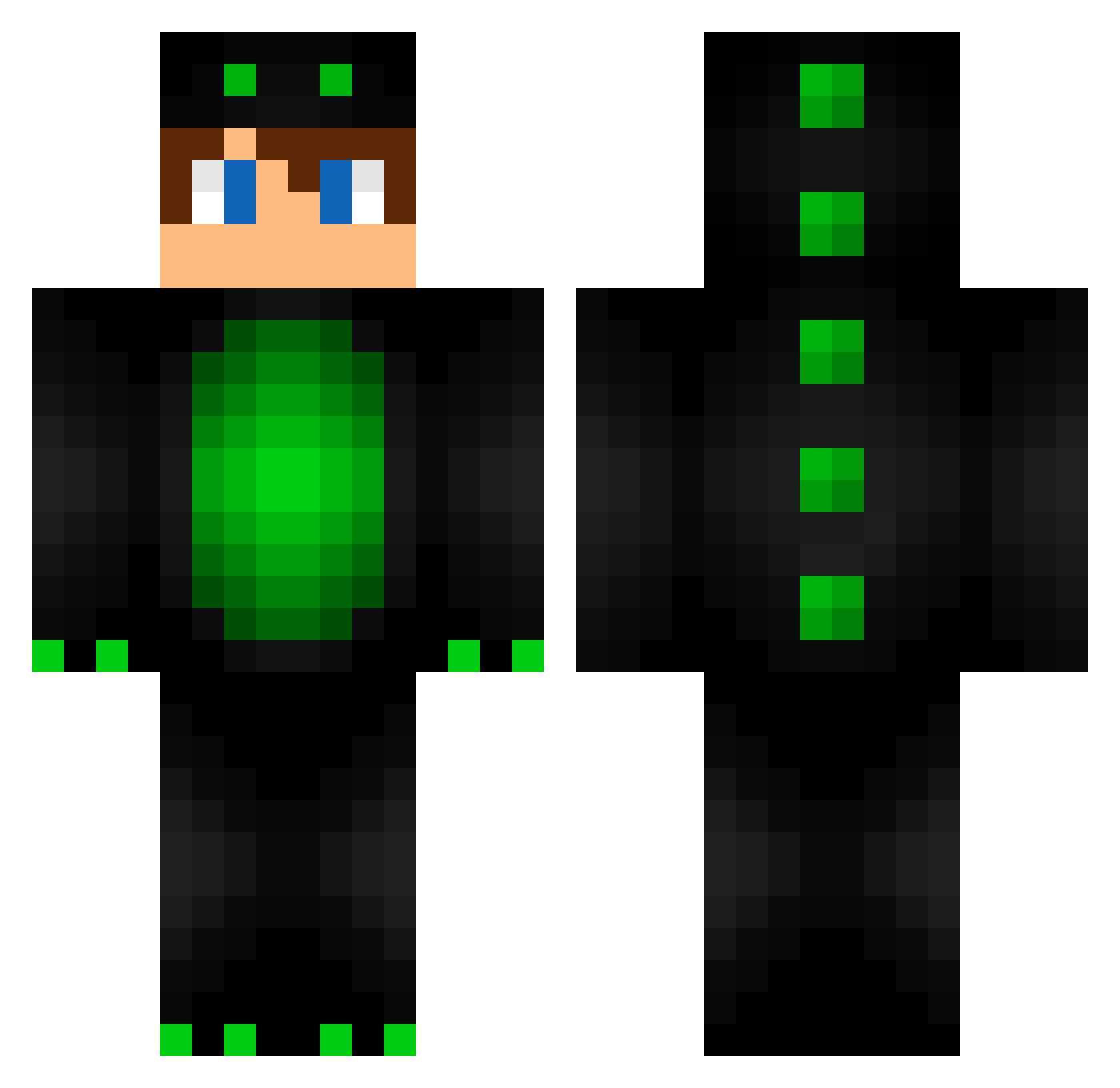 ZoeyTheBoss Minecraft skin, front and back view