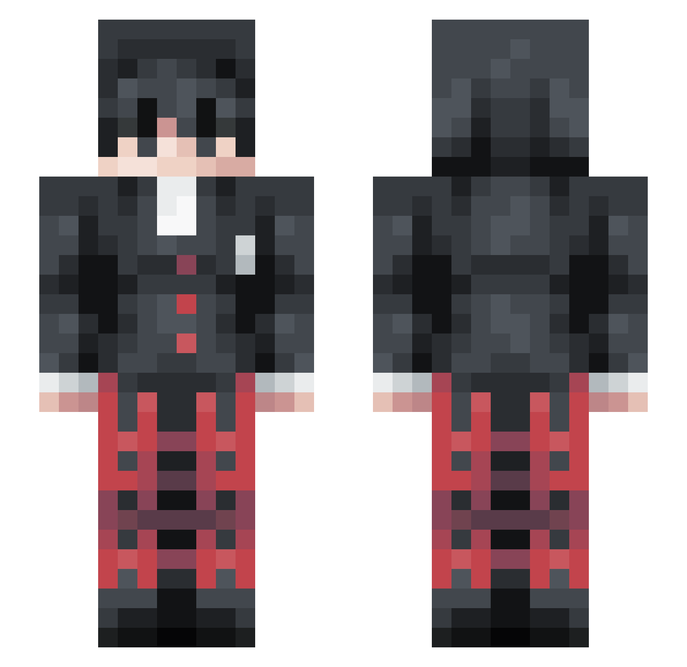 Taka21 Minecraft skin, front and back view