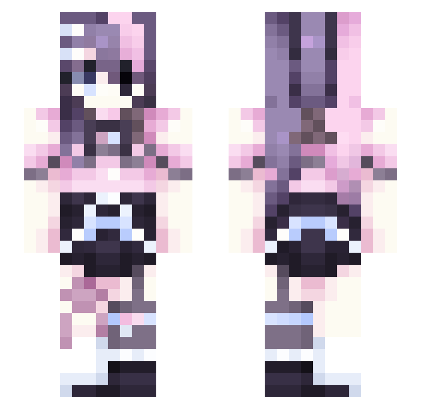 lovedbylune Minecraft skin, front and back view