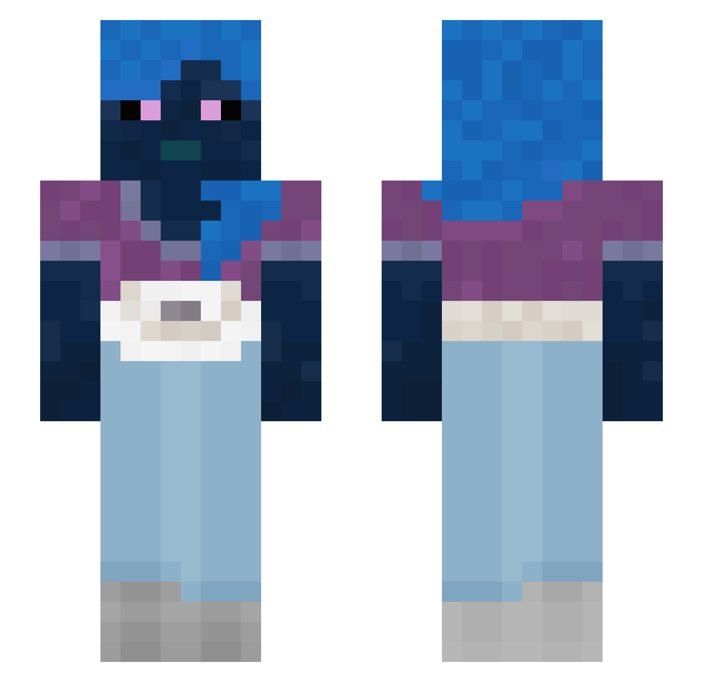 Toyless Minecraft skin, front and back view