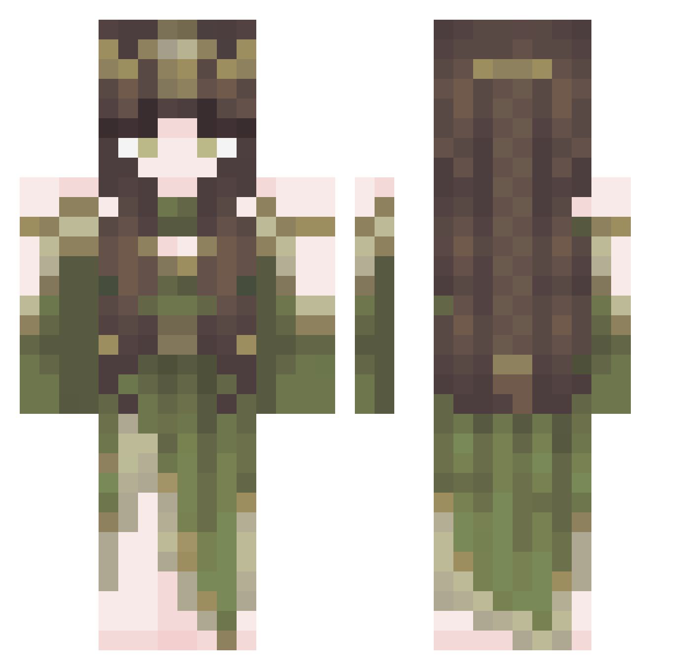 WiseZera Minecraft skin, front and back view