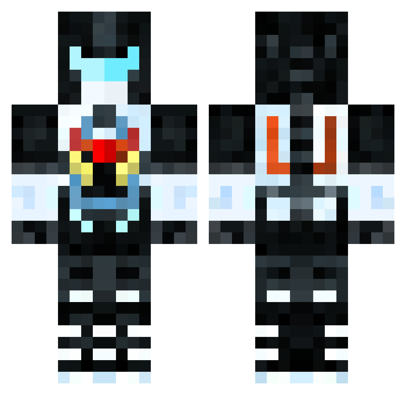 Flobnox Minecraft skin, front and back view