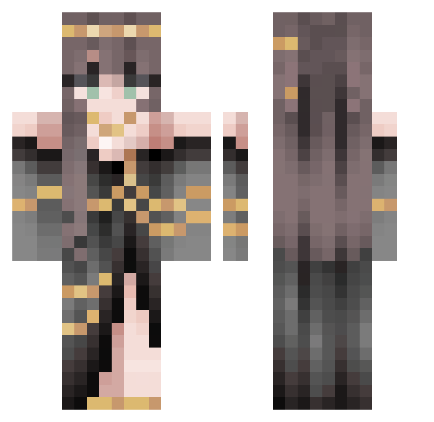 MaddeBest Minecraft skin, front and back view