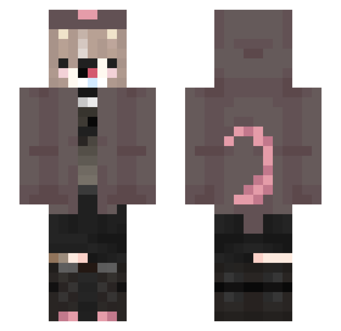Meuse Minecraft skin, front and back view