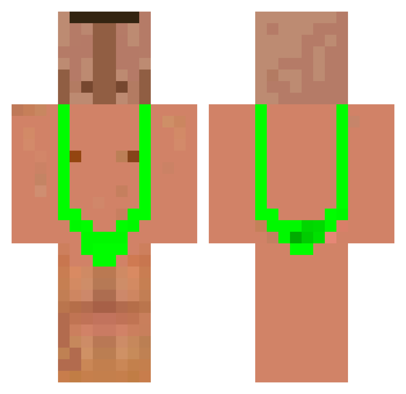 Xaebro Minecraft skin, front and back view