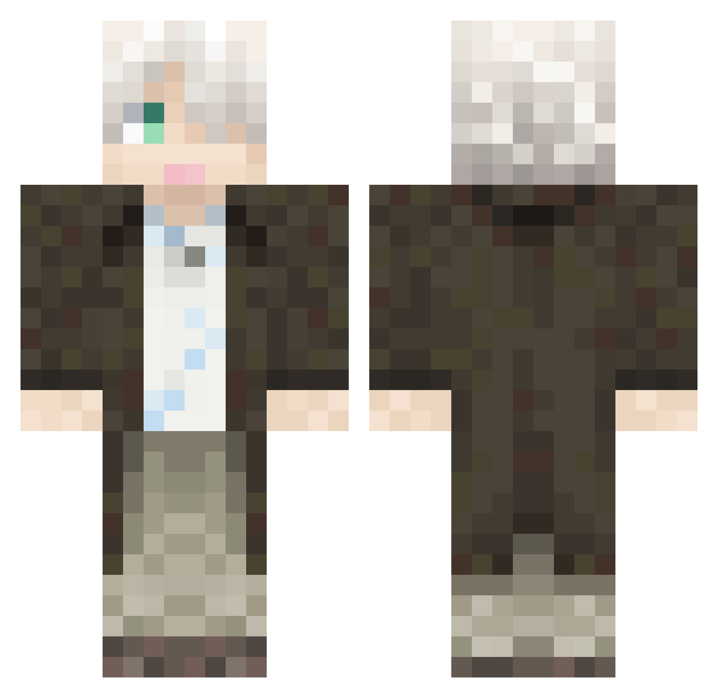 Xaeveax Minecraft skin, front and back view
