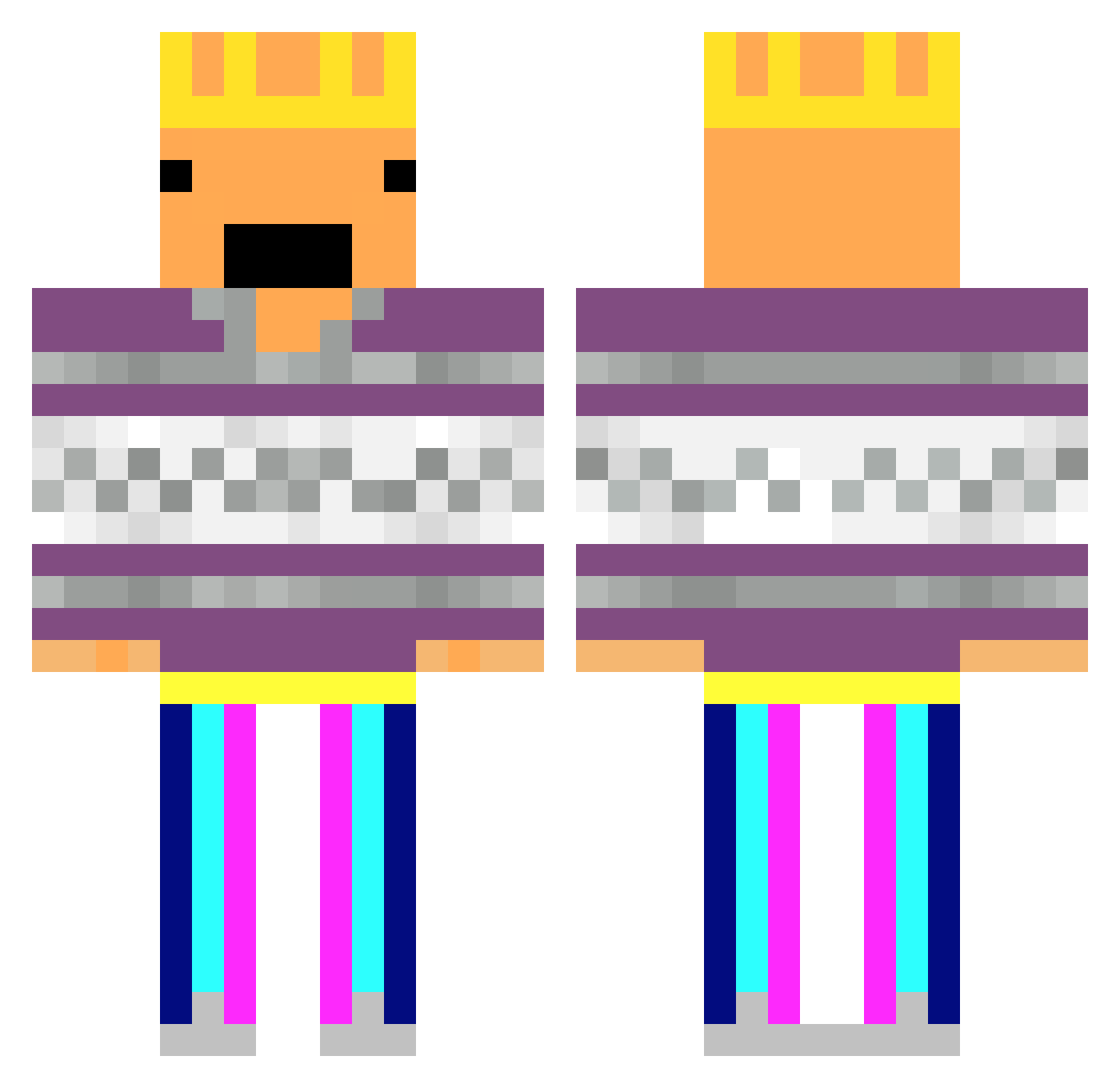 Suz Minecraft skin, front and back view