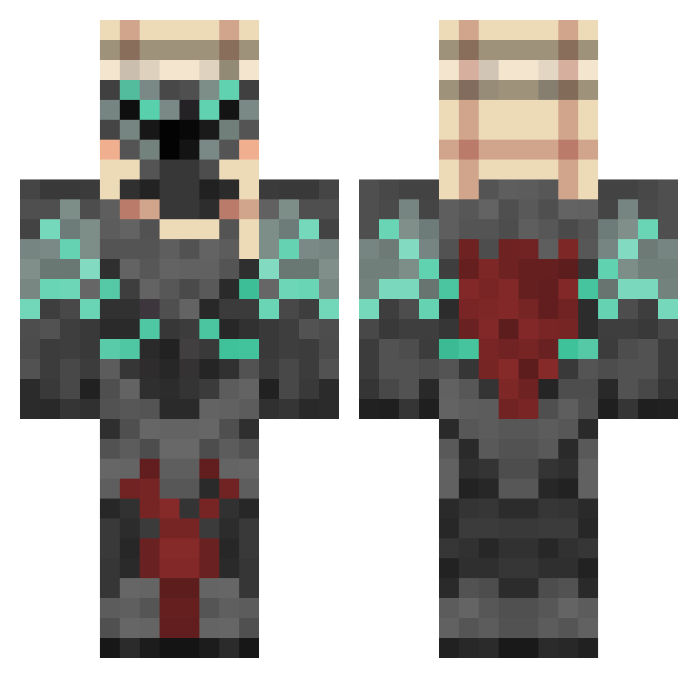 PlasticFoon Minecraft skin, front and back view
