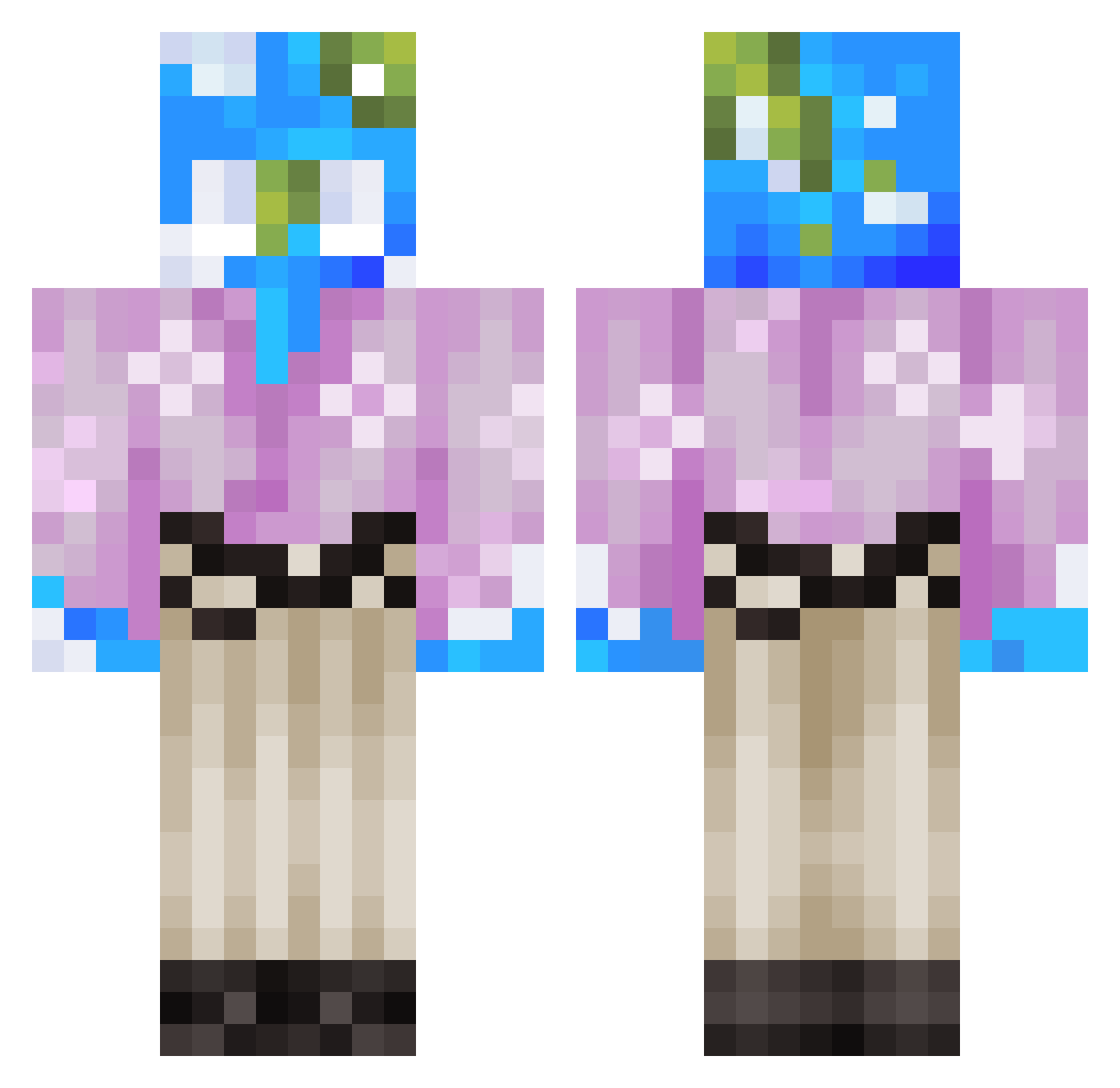 Sundleb Minecraft skin, front and back view