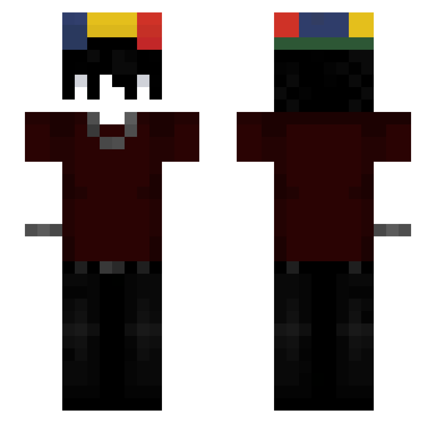 Taash Minecraft skin, front and back view