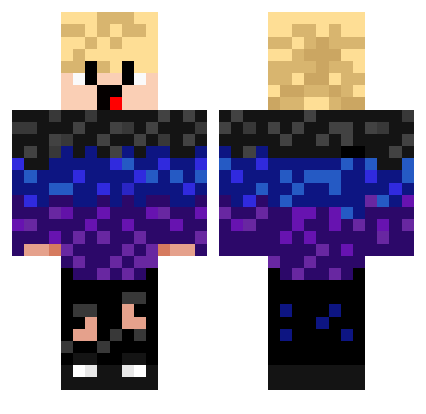 Minutexz Minecraft skin, front and back view