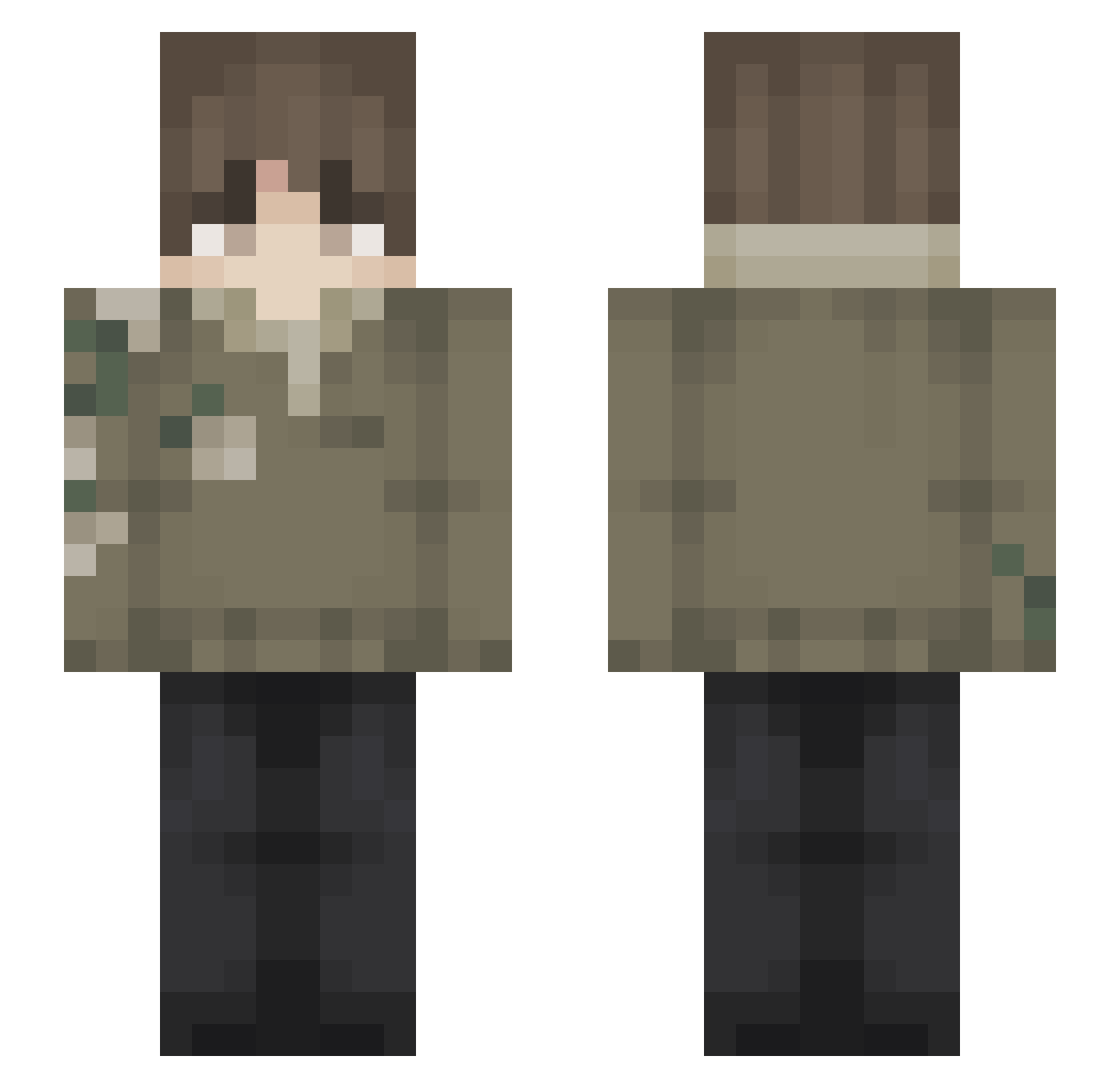 atlassalmon Minecraft skin, front and back view