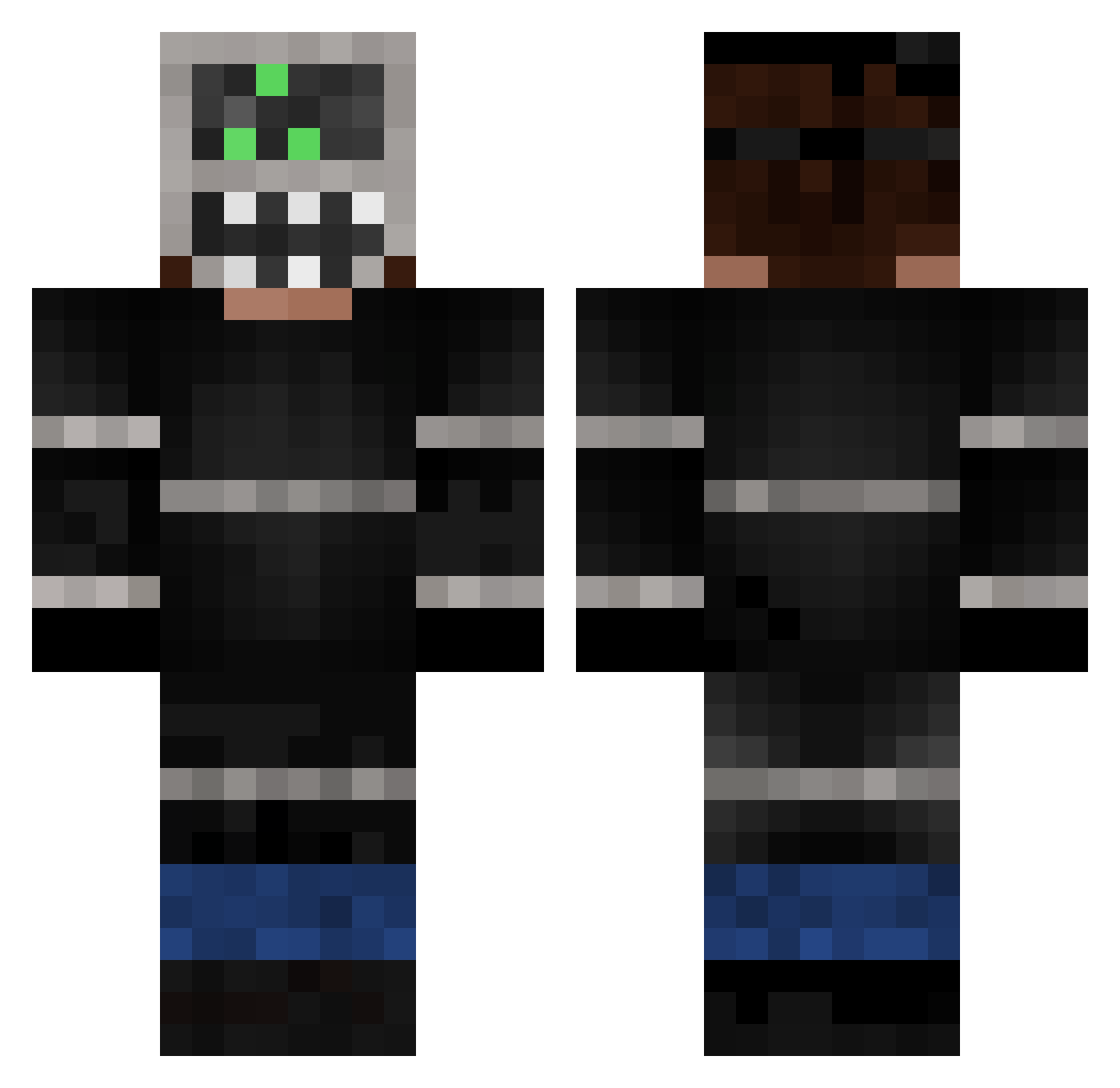 FHOELIX Minecraft skin, front and back view