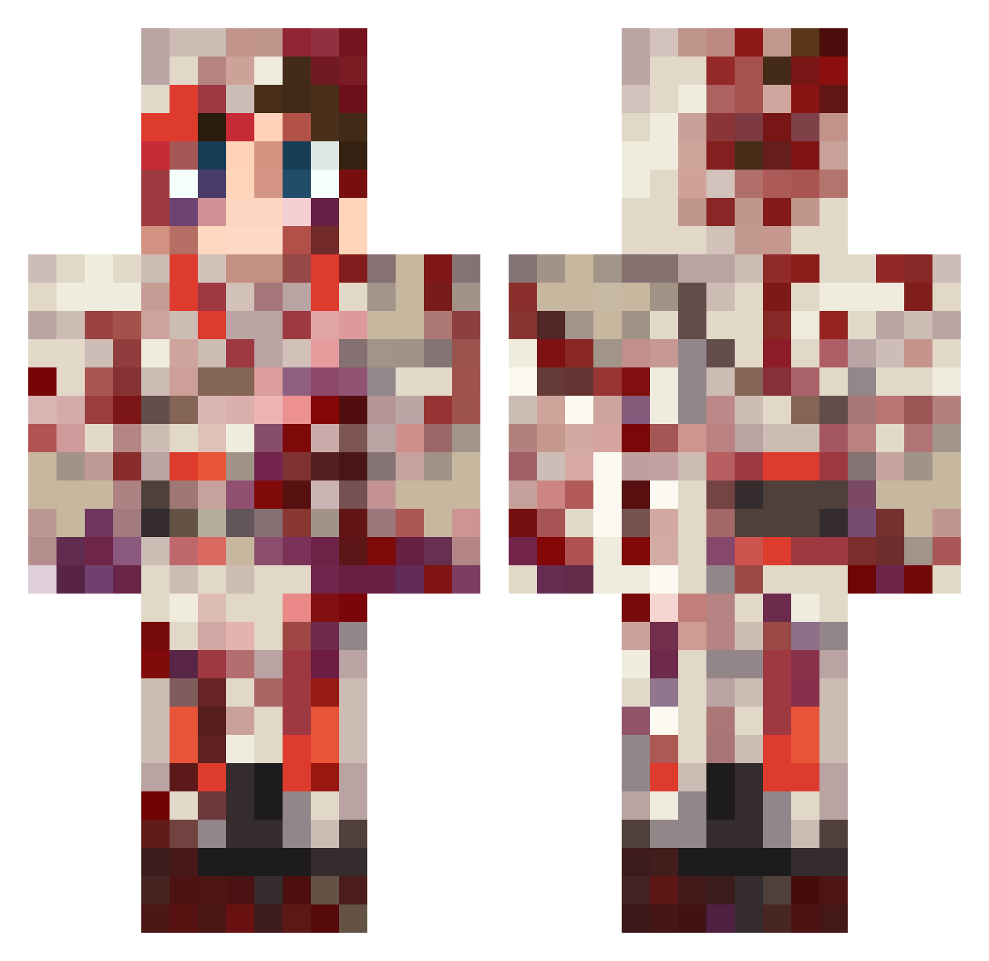 AppleFriitter Minecraft skin, front and back view