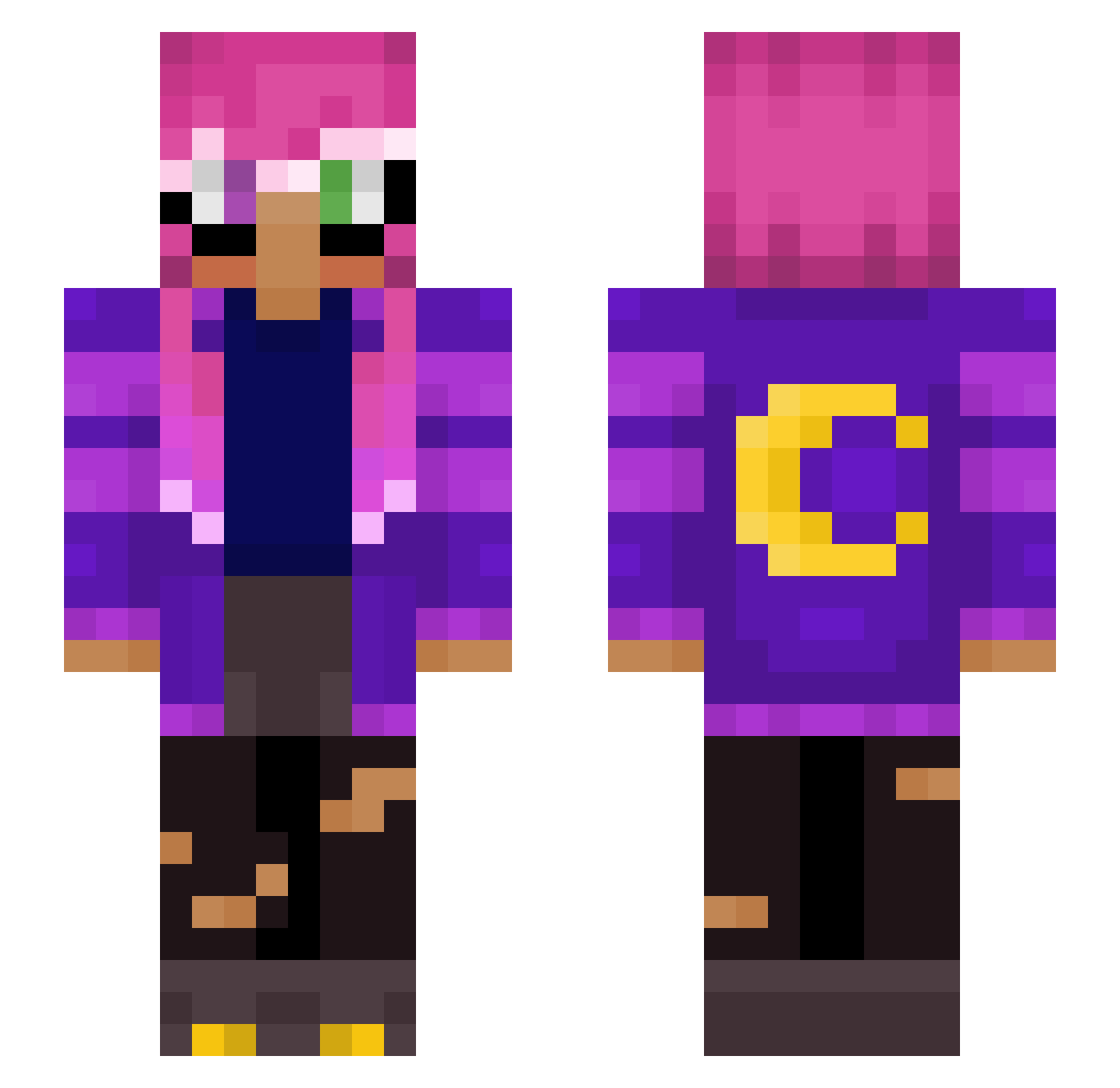 Slushisquid124 Minecraft skin, front and back view