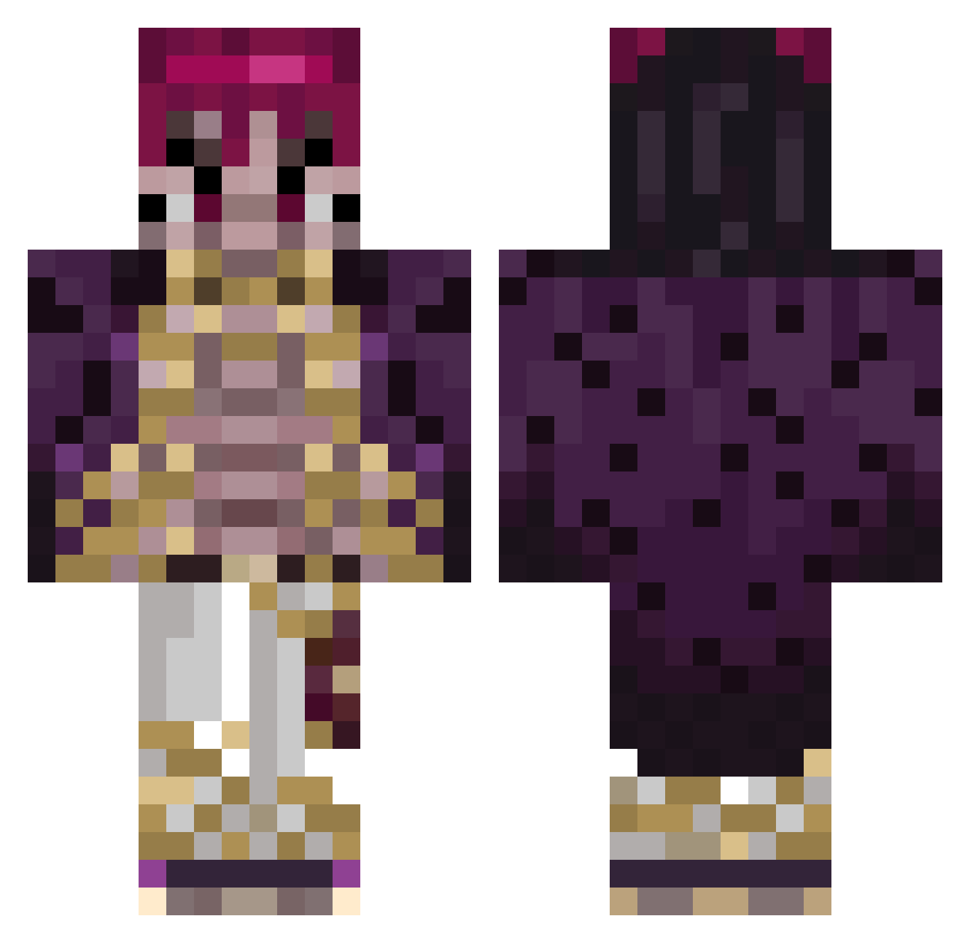 bunnythescared Minecraft skin, front and back view