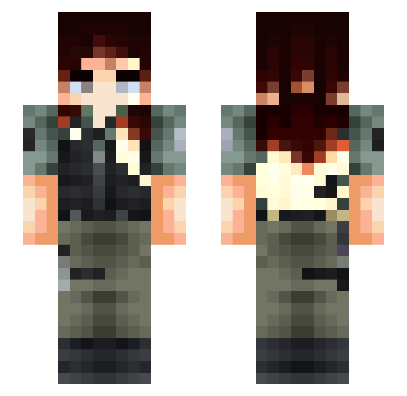 SkullyBlu Minecraft skin, front and back view