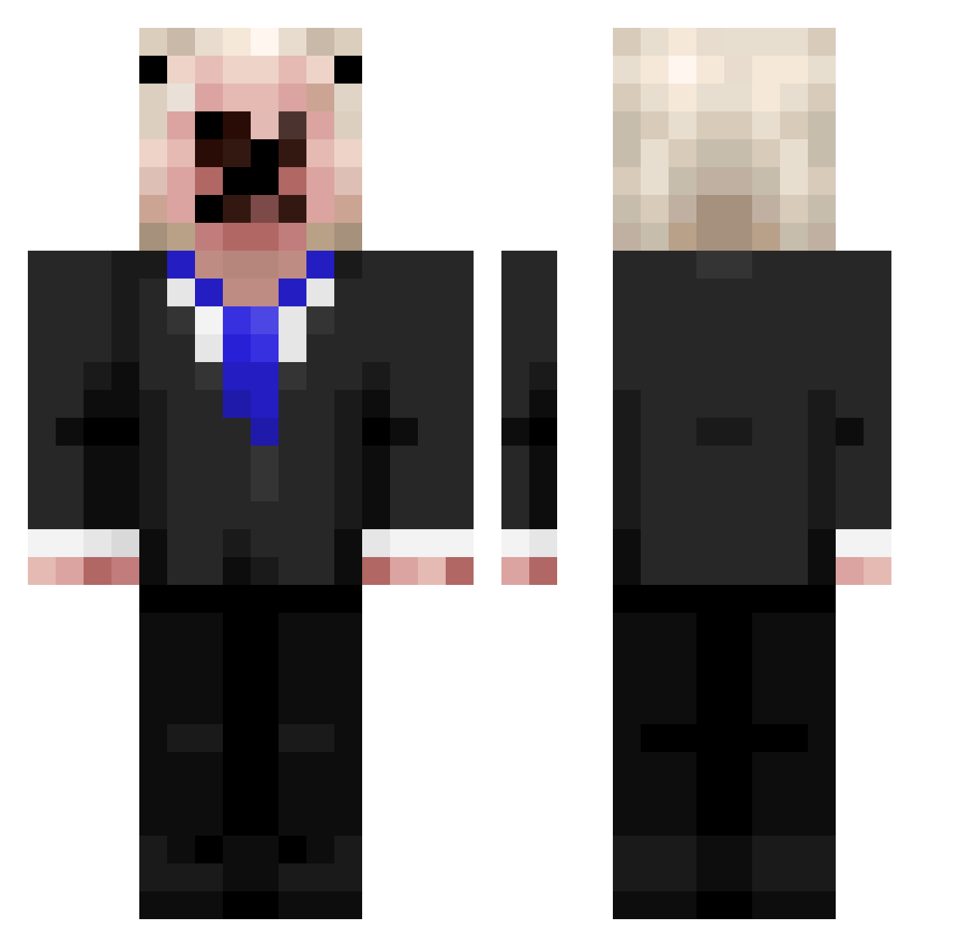 Malekio1 Minecraft skin, front and back view
