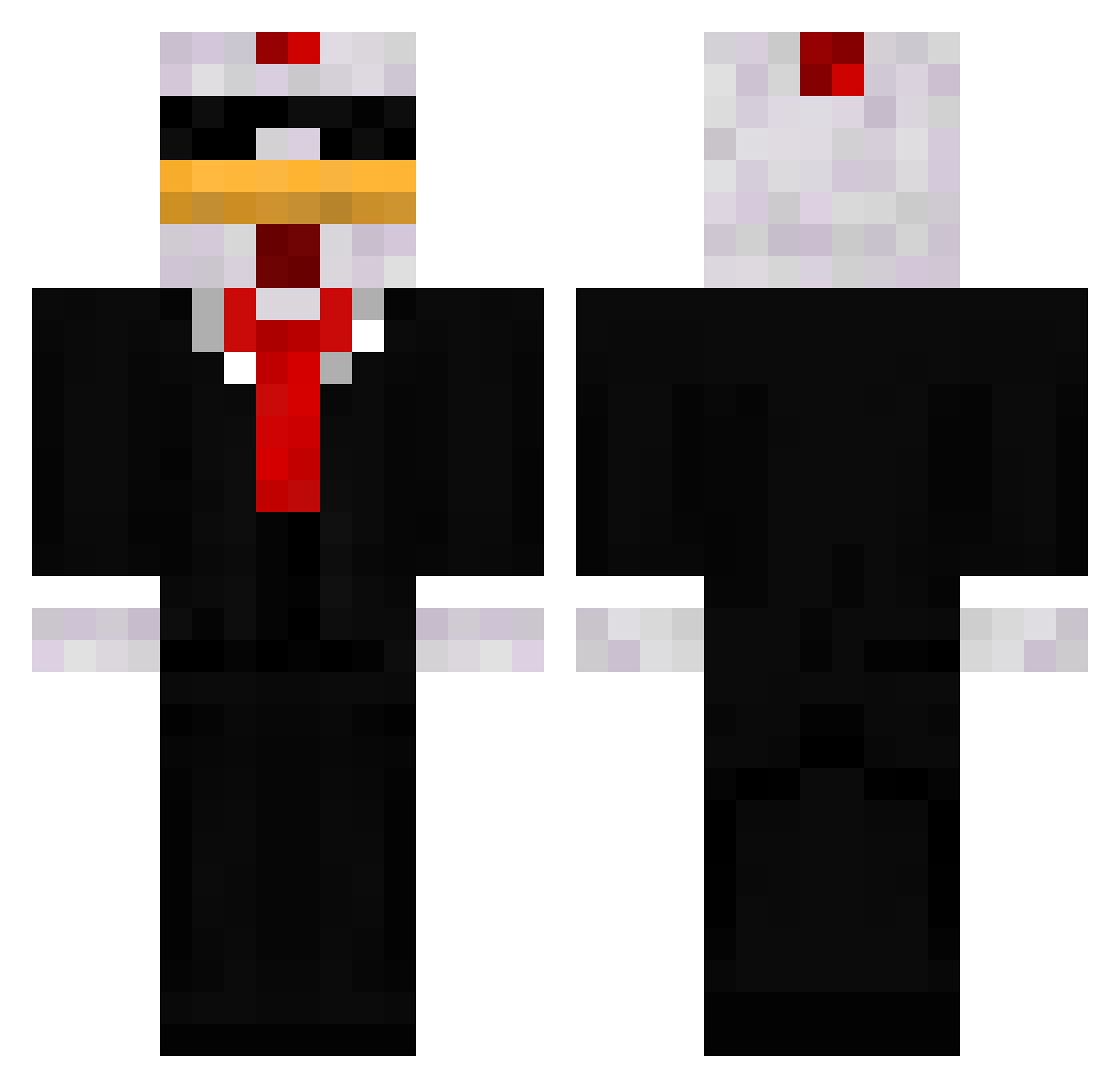 ginning Minecraft skin, front and back view