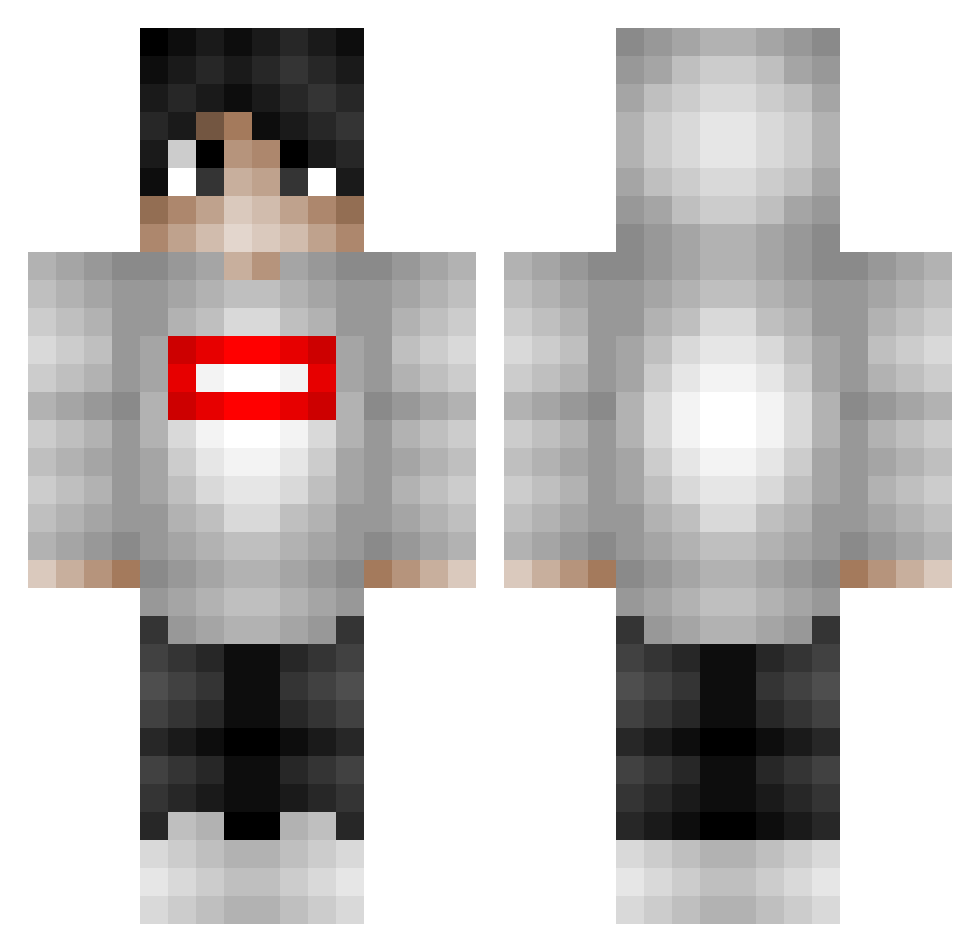 HisemPHole Minecraft skin, front and back view