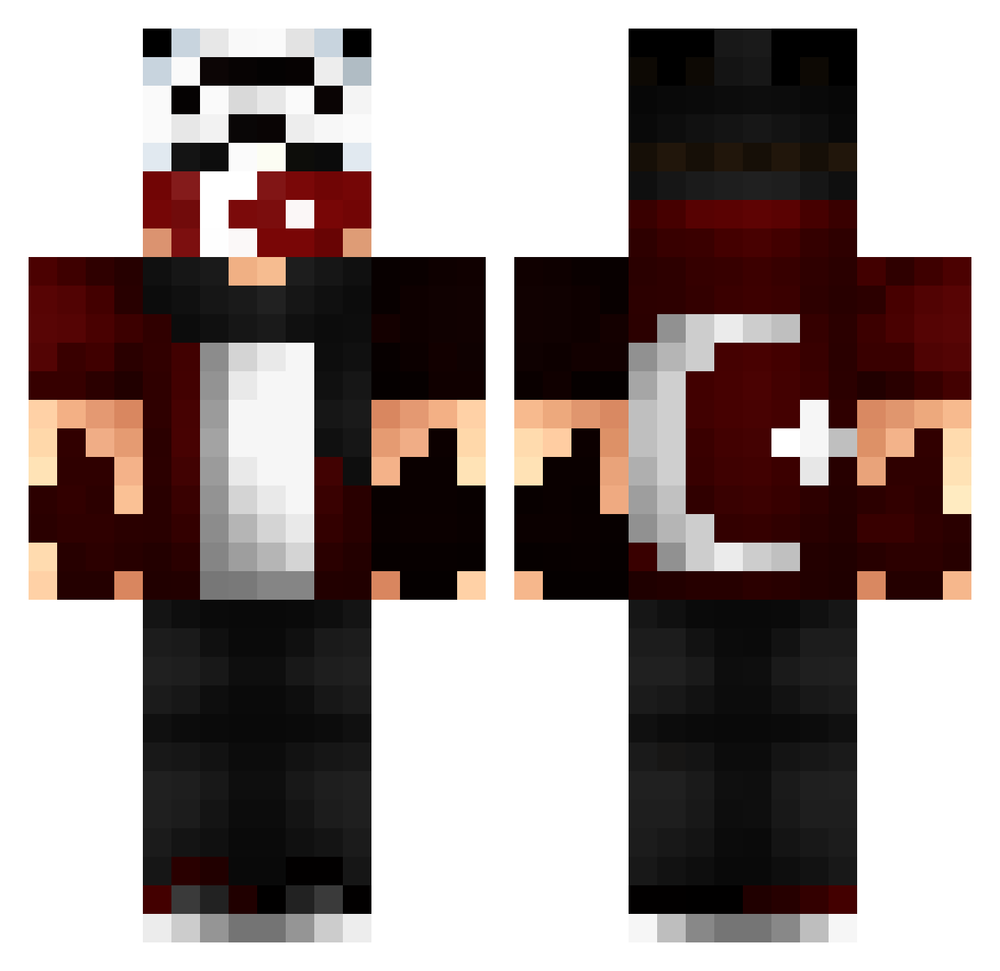 MesnutX Minecraft skin, front and back view