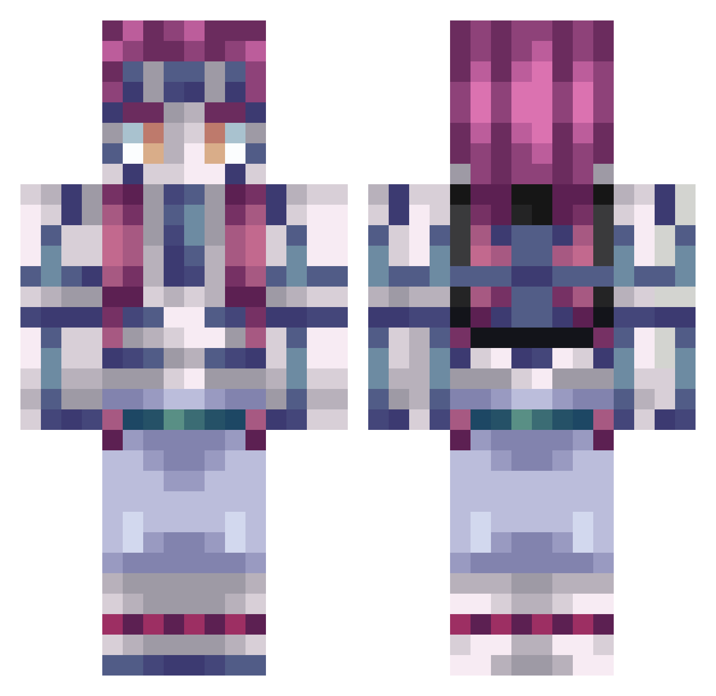 Arezso Minecraft skin, front and back view