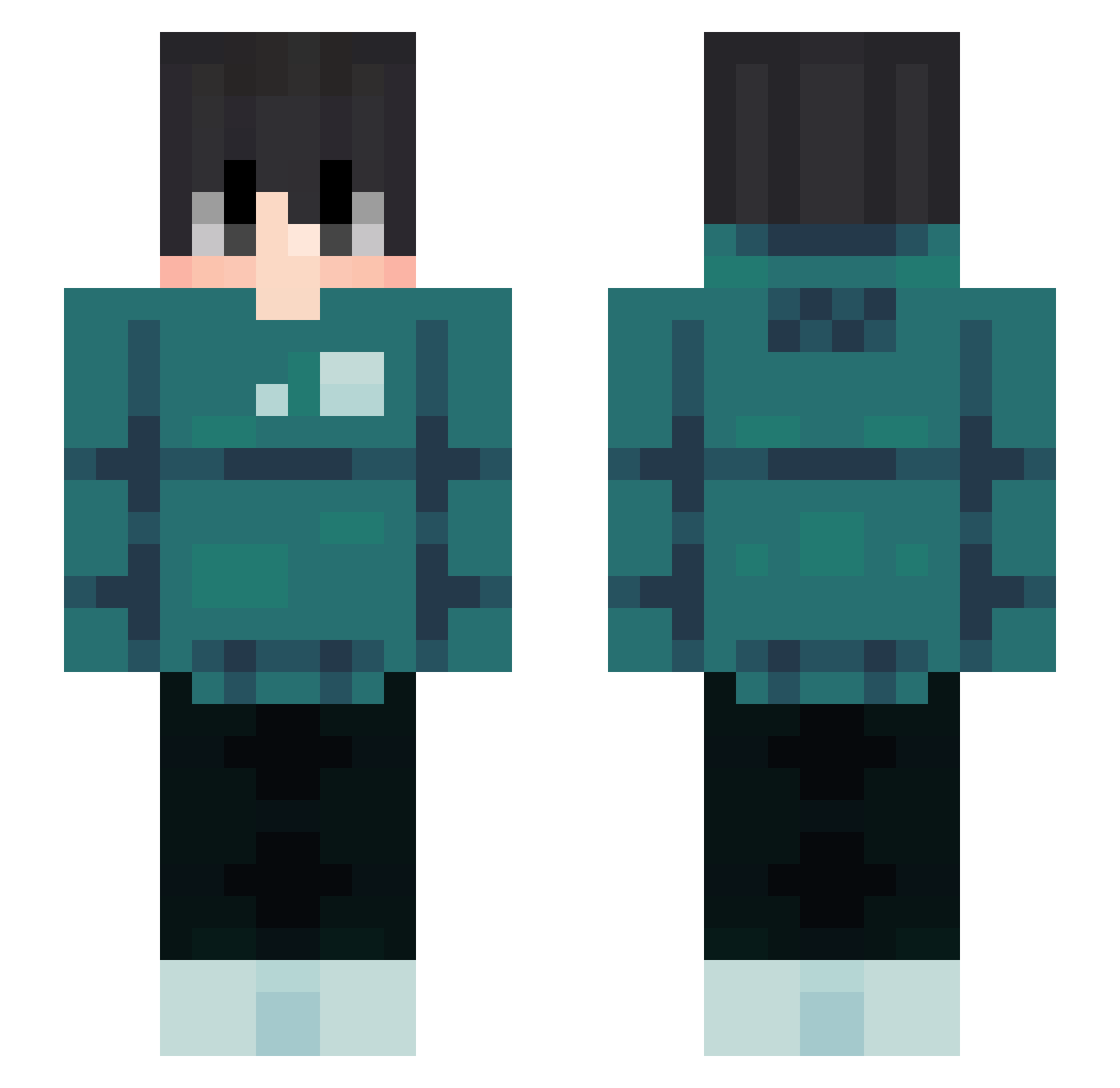 OnlyOneNumber Minecraft skin, front and back view