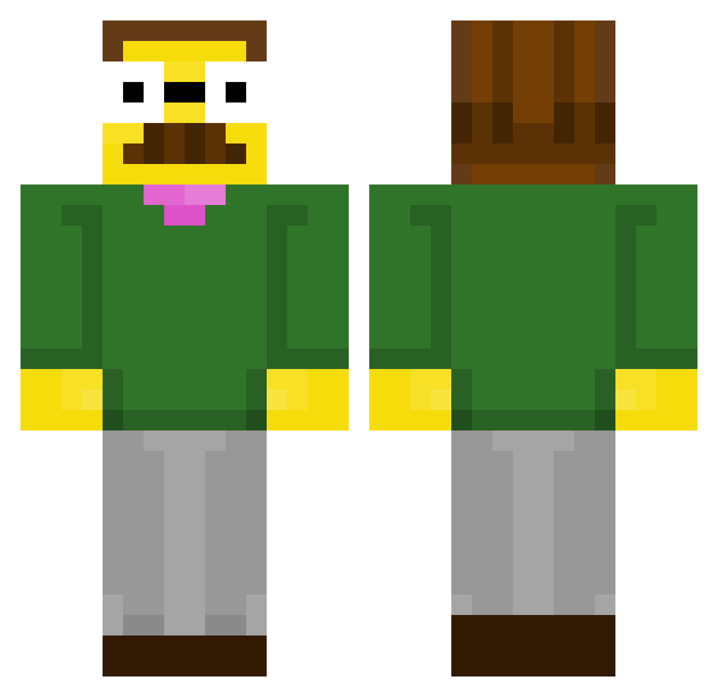 veerun Minecraft skin, front and back view