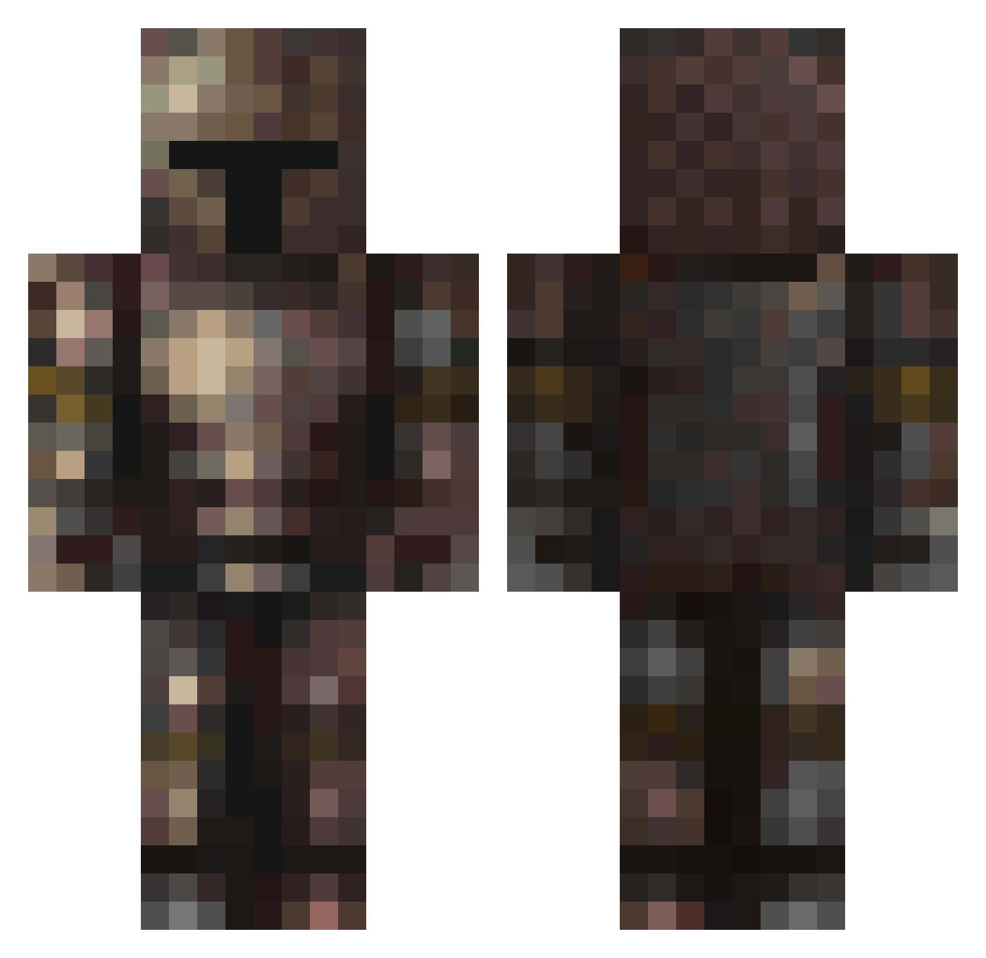 shikou Minecraft skin, front and back view
