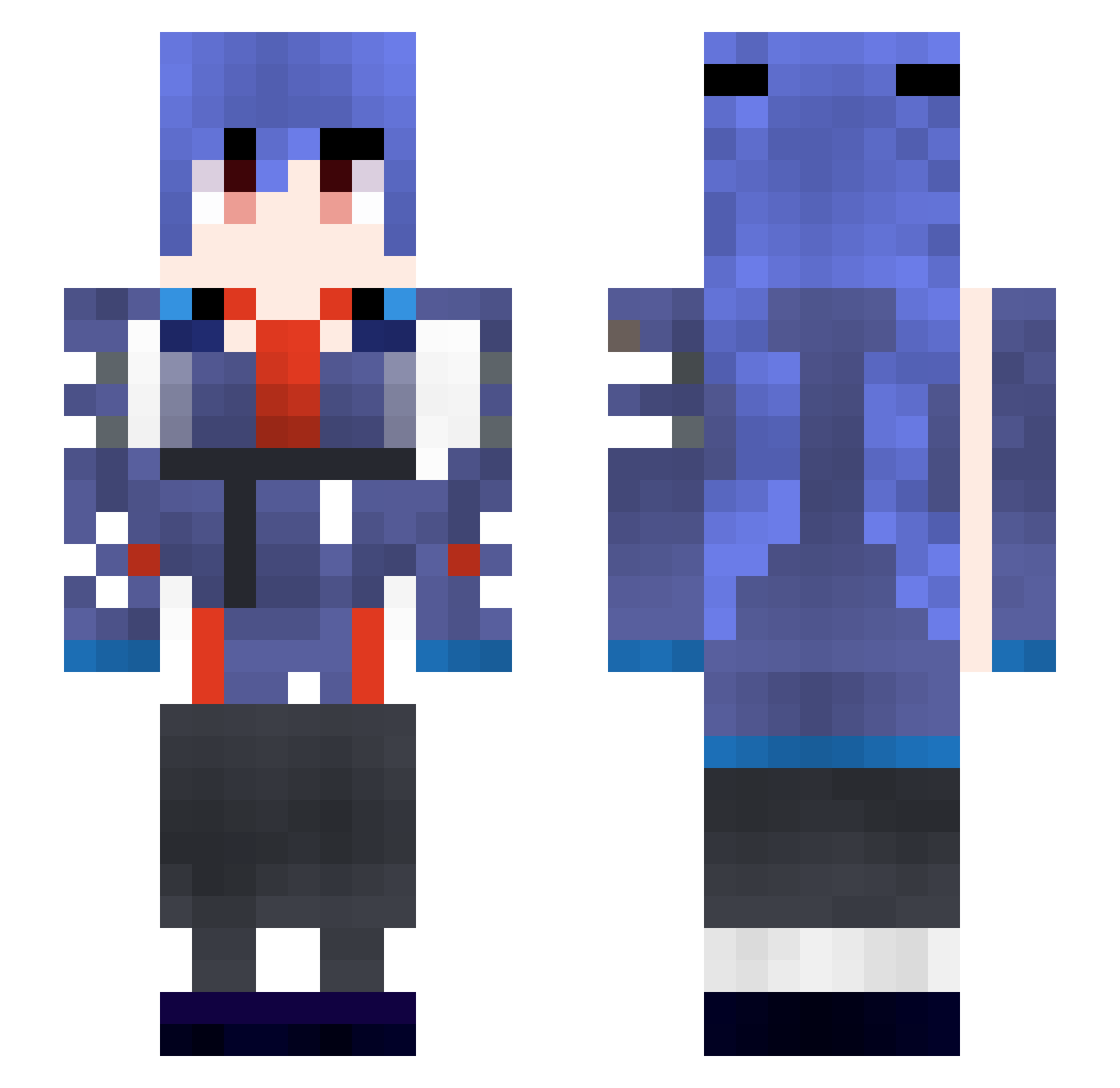 TendouMaya Minecraft skin, front and back view