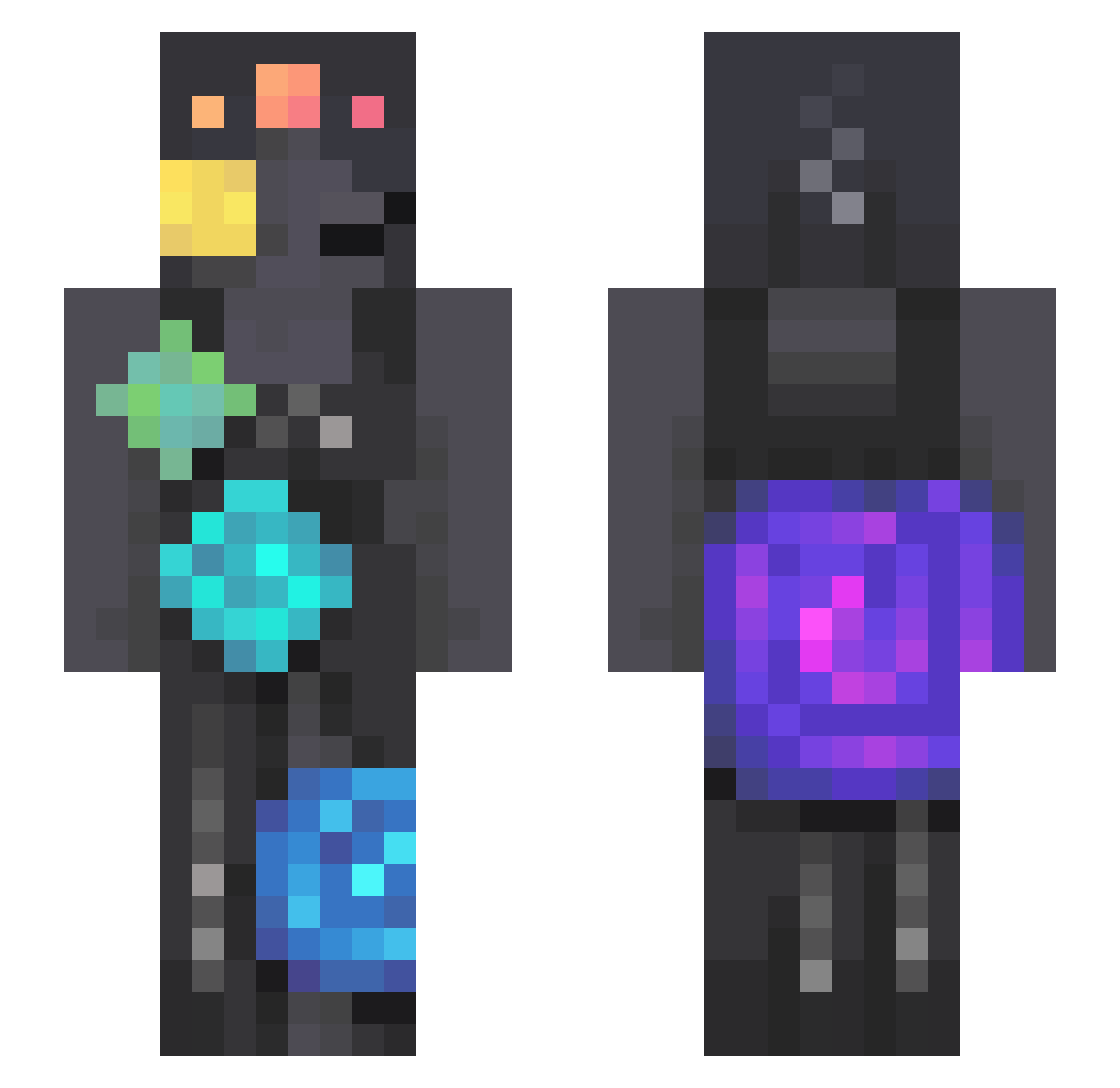 rhiirhii Minecraft skin, front and back view