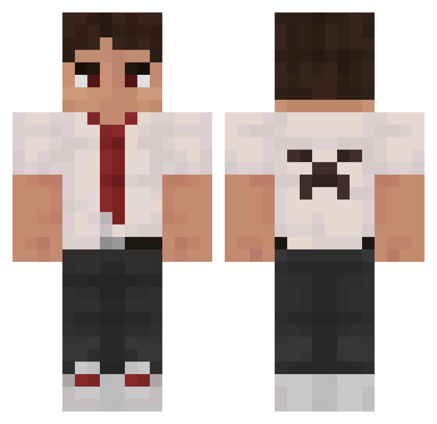 Statuer Minecraft skin, front and back view