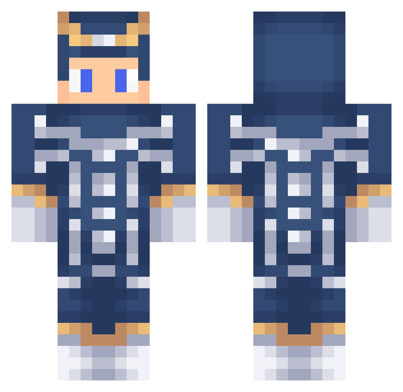 Nilx87 Minecraft skin, front and back view