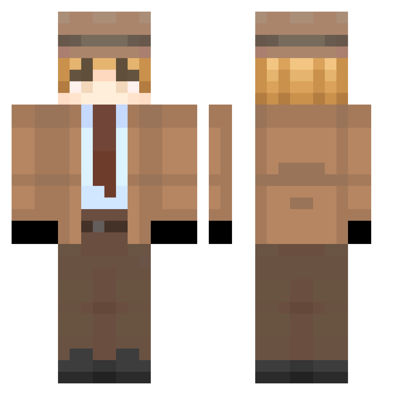 Tajemnicz Minecraft skin, front and back view