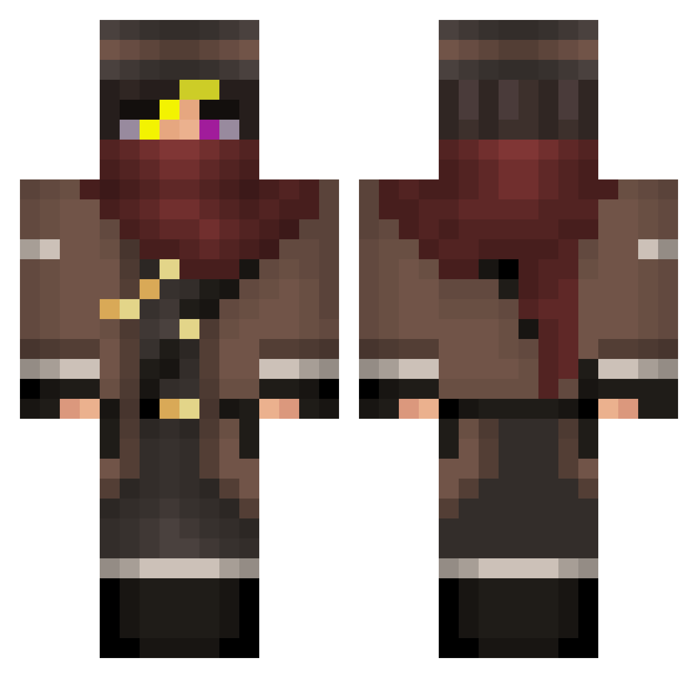 NoctemGradus Minecraft skin, front and back view