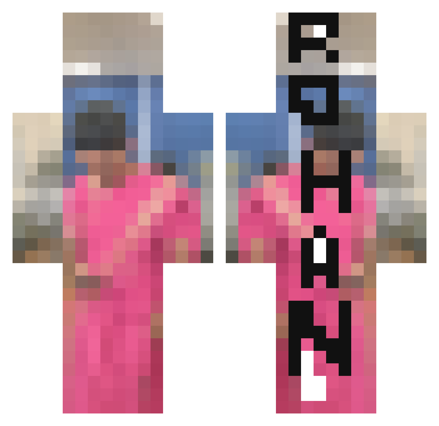 XongZing Minecraft skin, front and back view