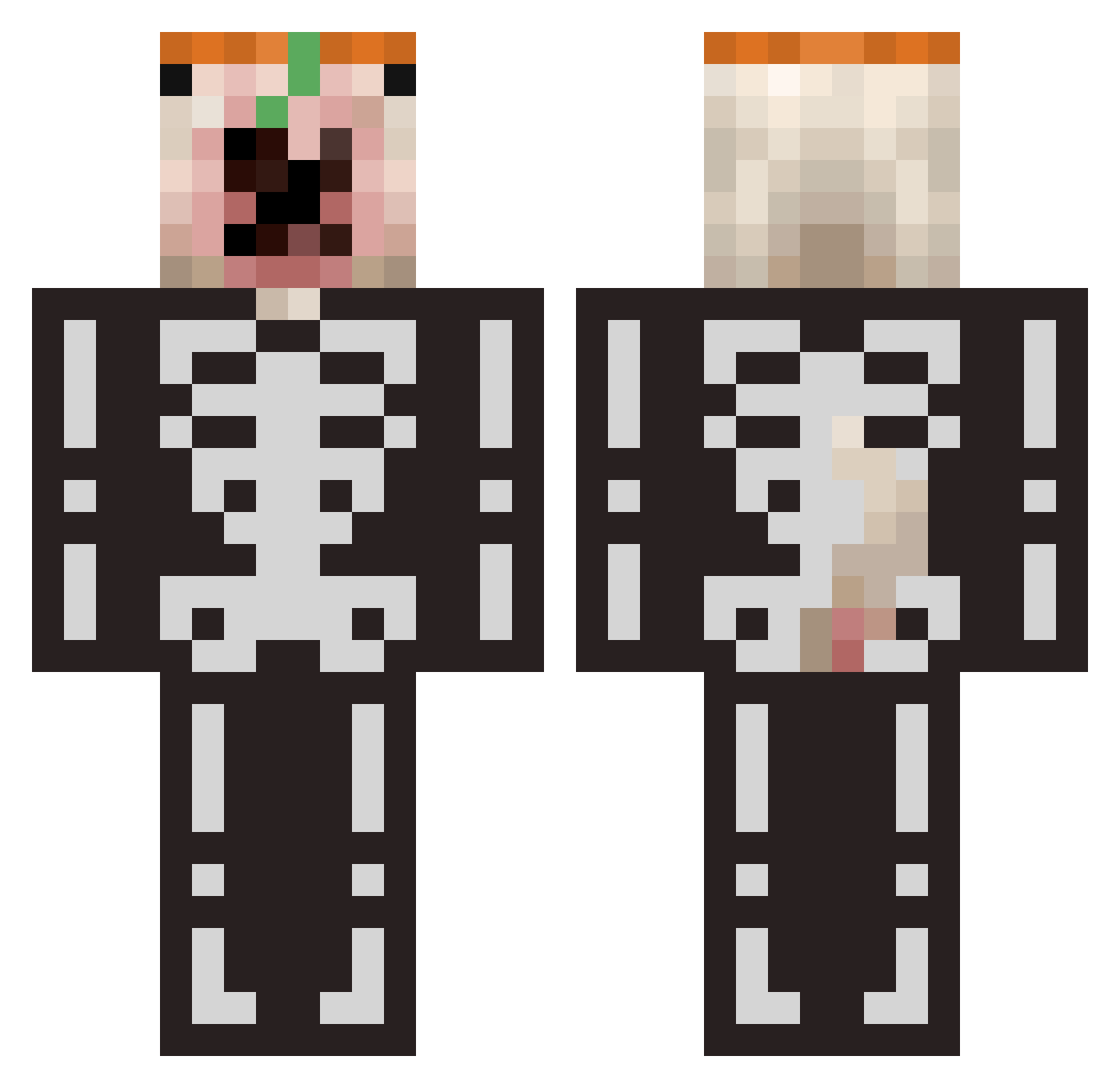 Rykos Minecraft skin, front and back view
