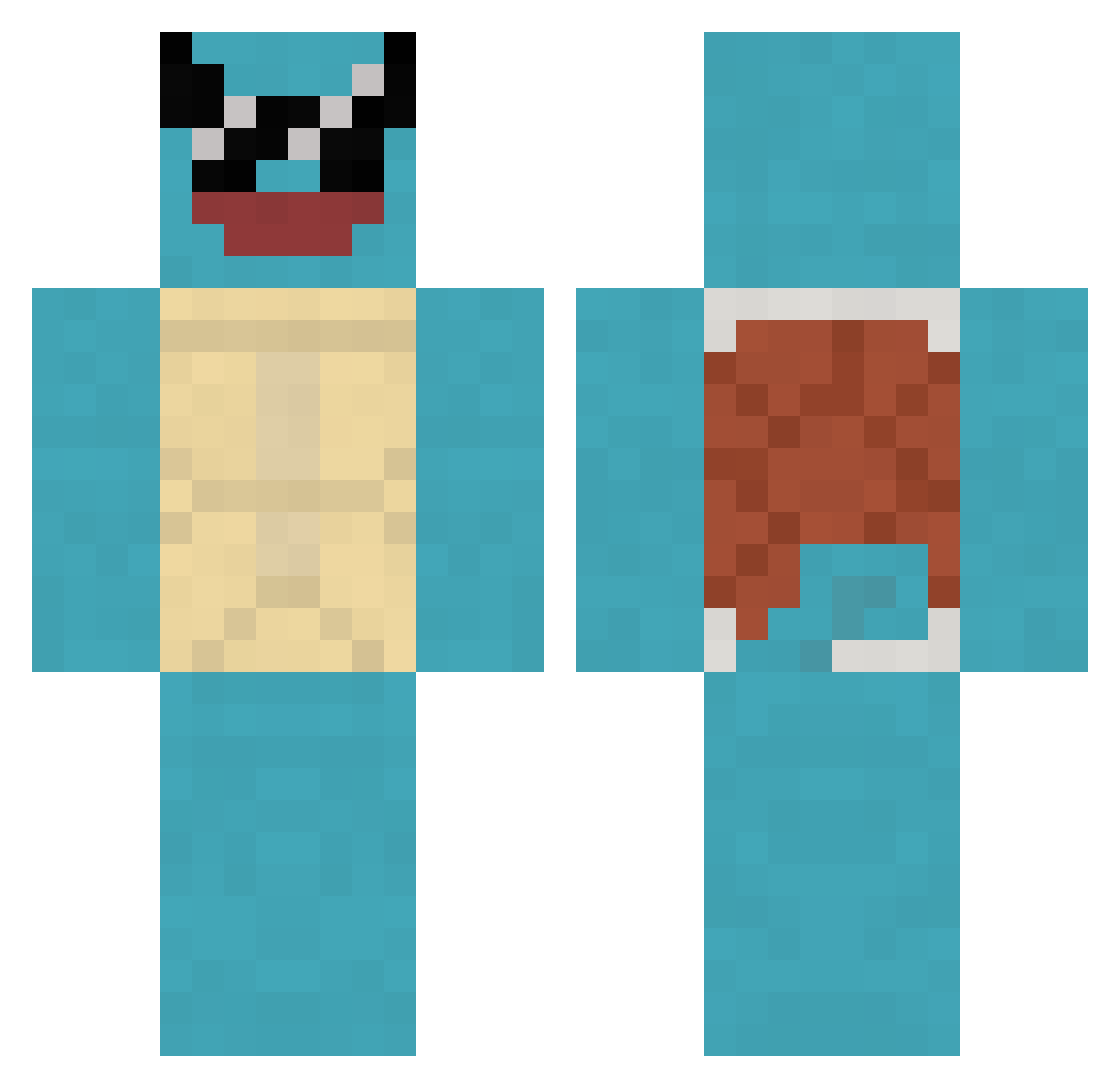 Pivot Minecraft skin, front and back view