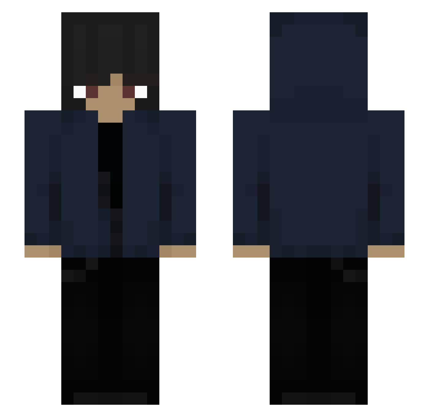 SoberHvnter Minecraft skin, front and back view