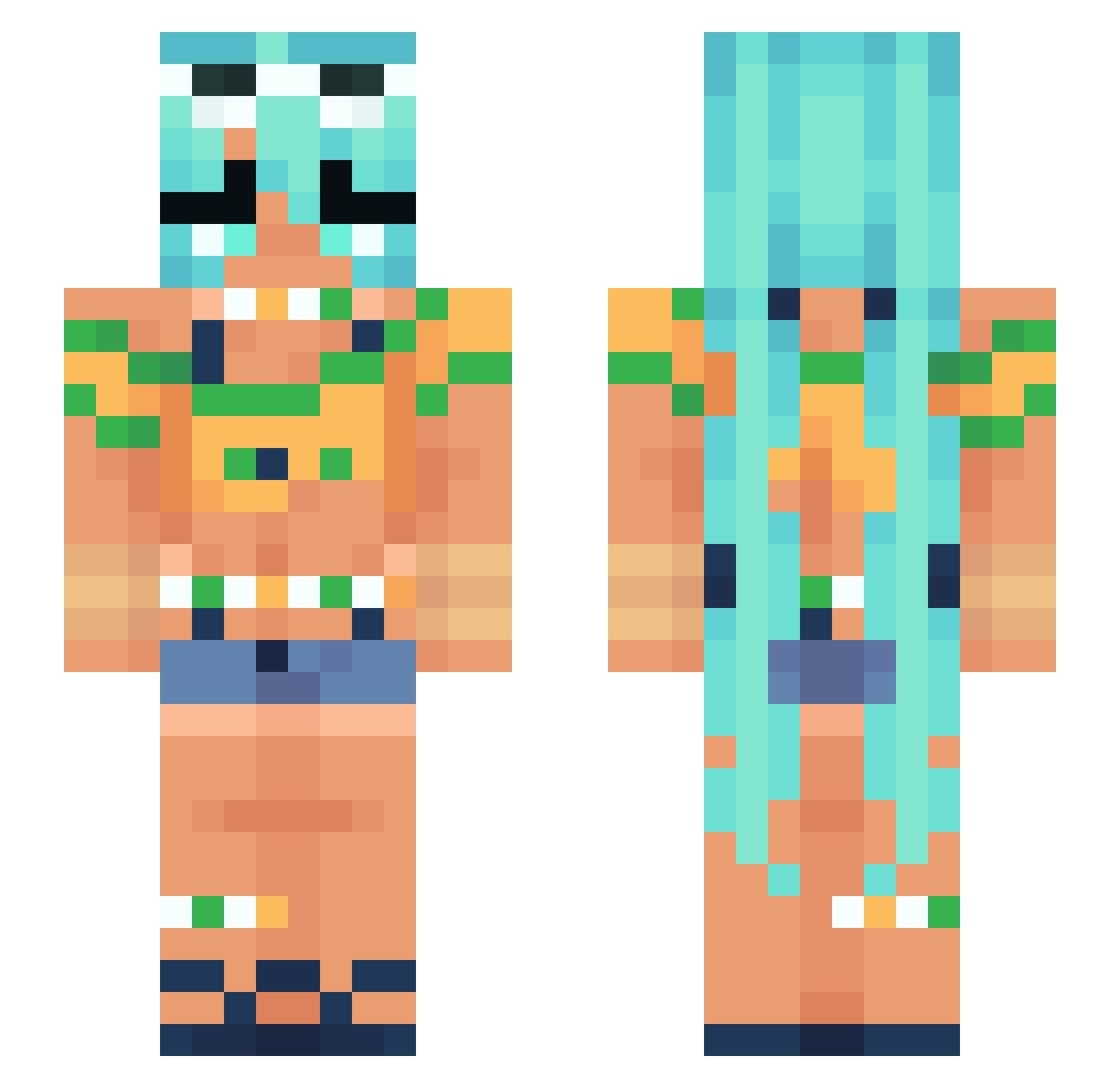 Arkirex Minecraft skin, front and back view