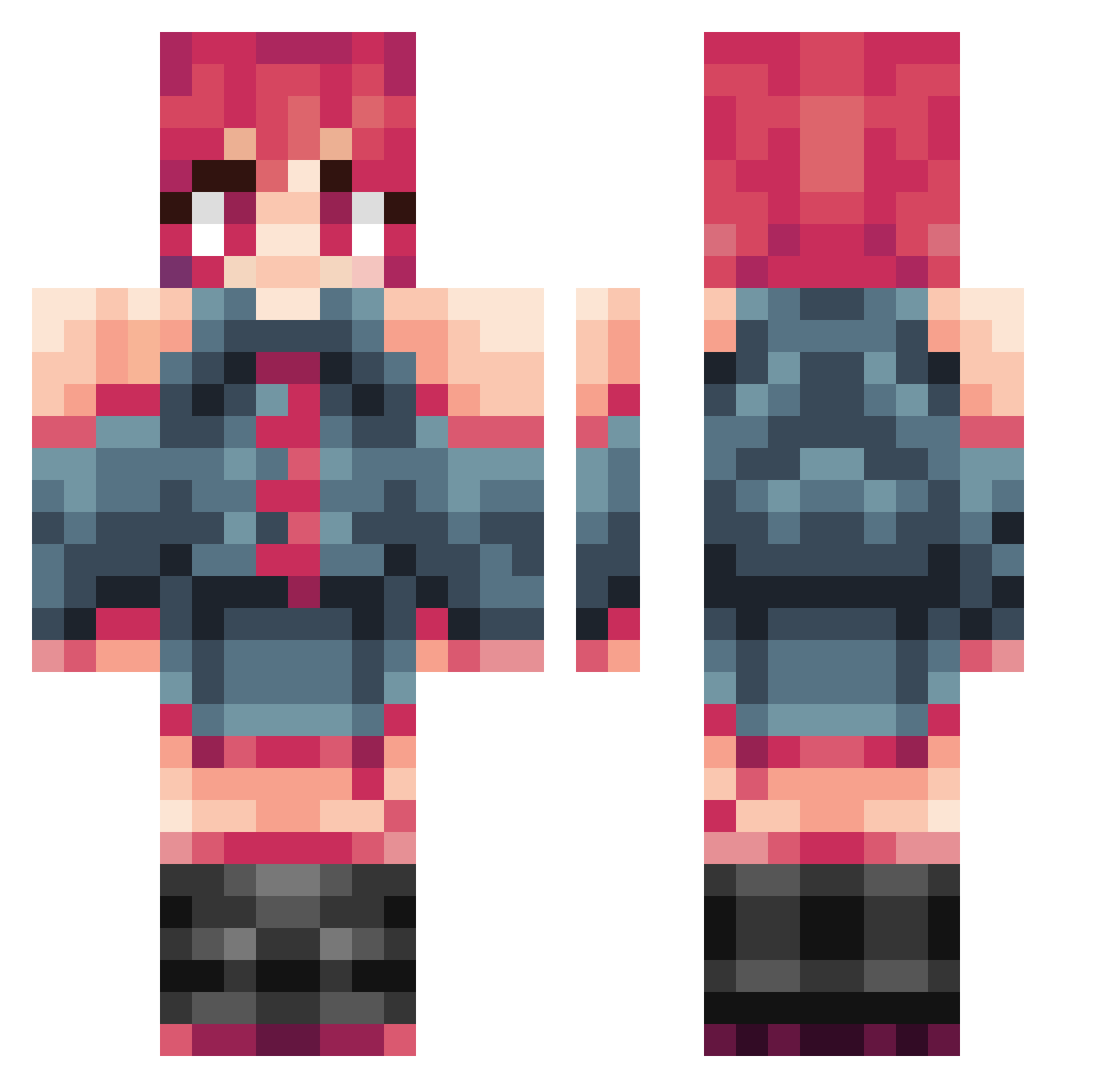 Vinemakern Minecraft skin, front and back view