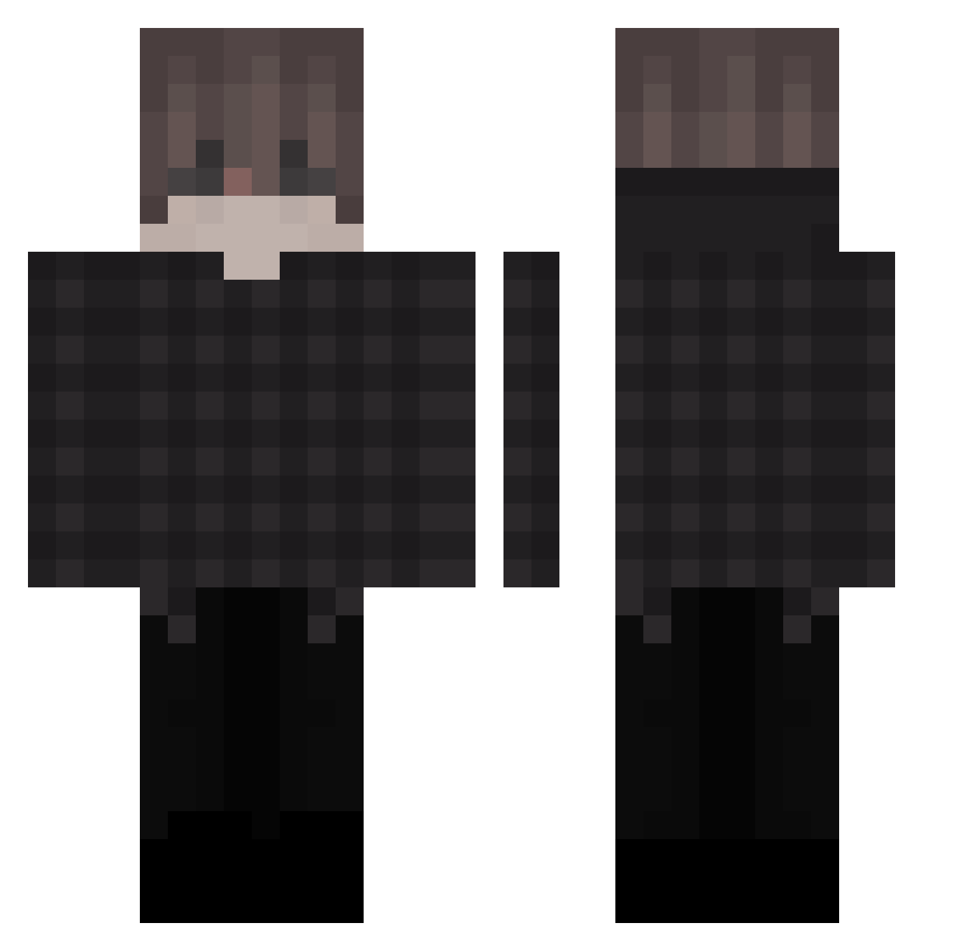 wikika Minecraft skin, front and back view