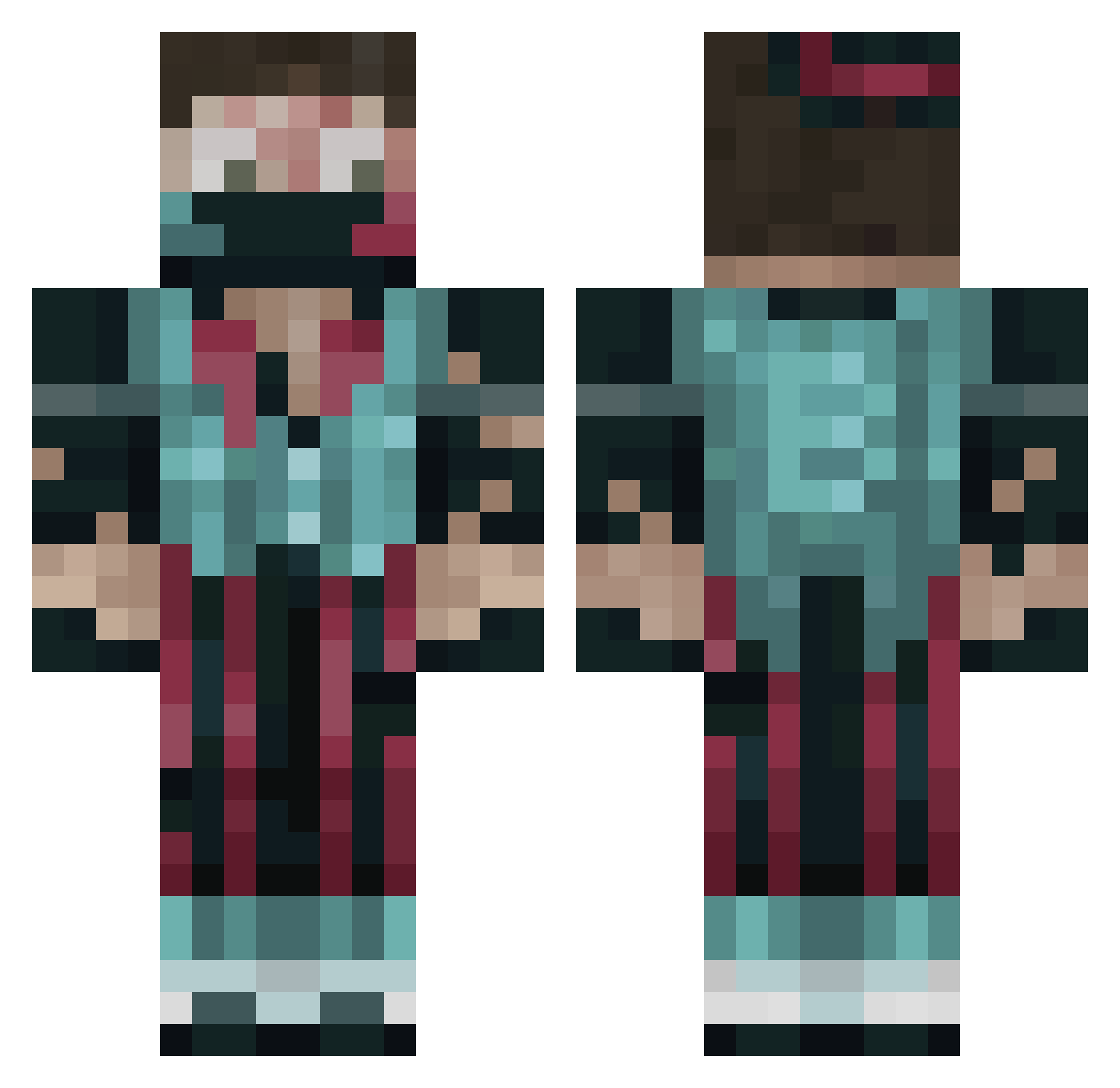 ConfusedPrawn159 Minecraft skin, front and back view