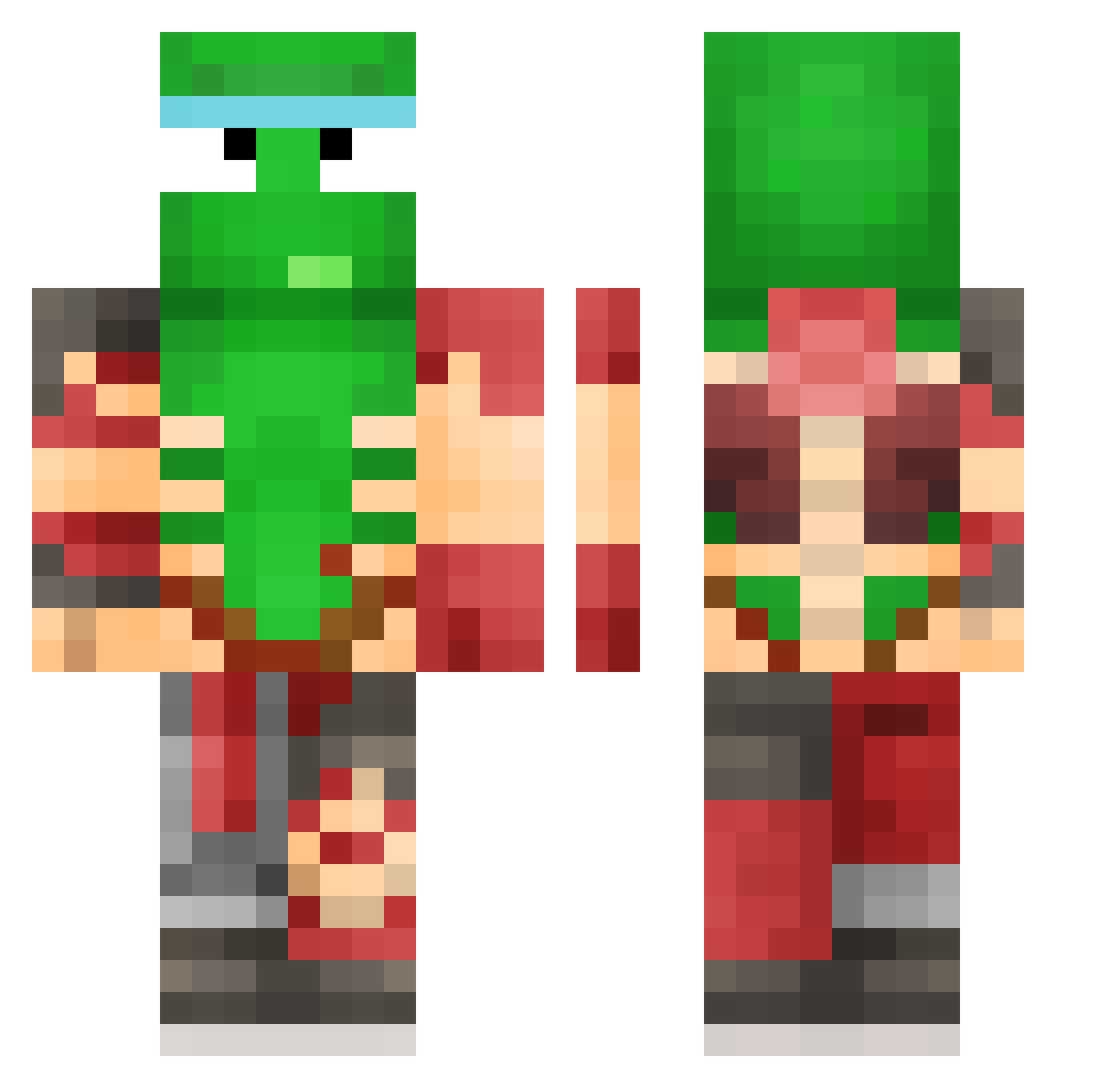 Micaa Minecraft skin, front and back view