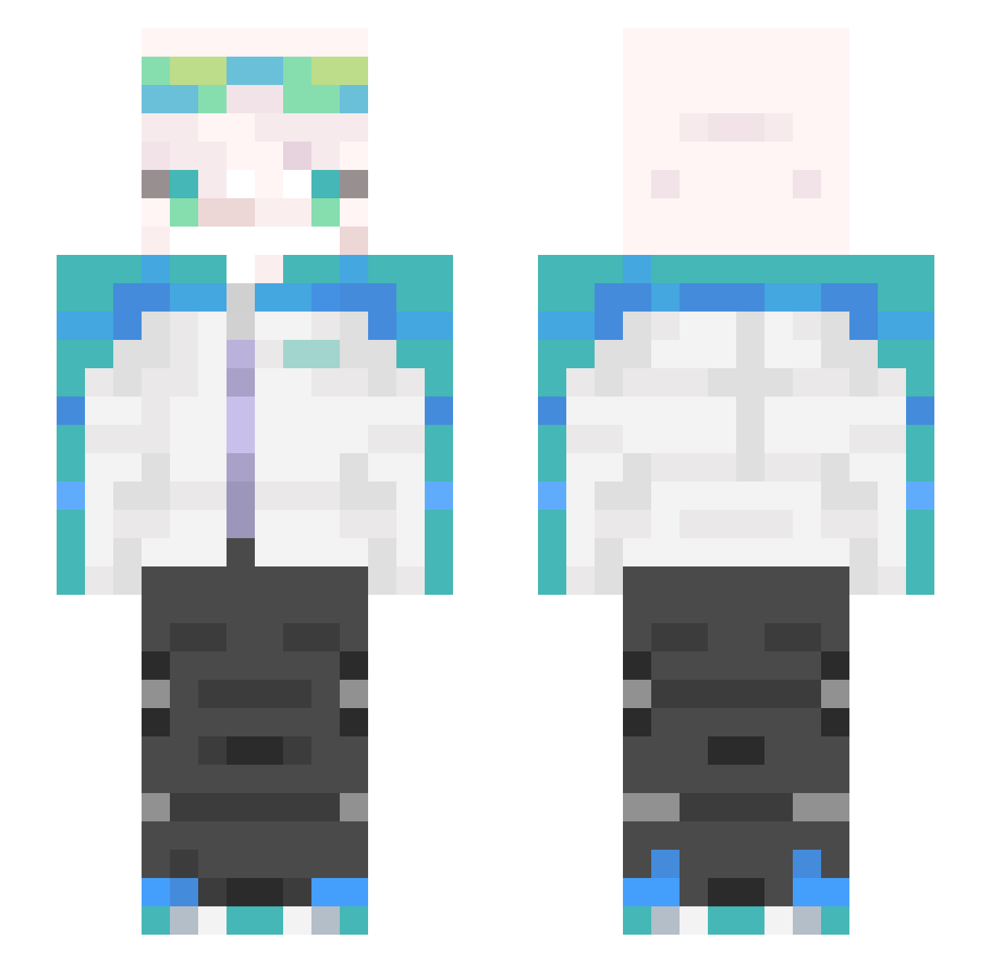 k1raskiss Minecraft skin, front and back view