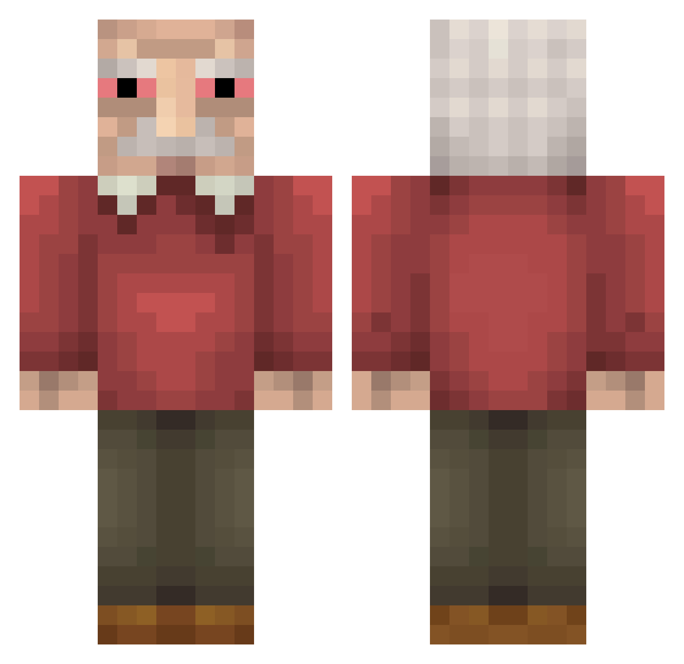 JPBOT Minecraft skin, front and back view