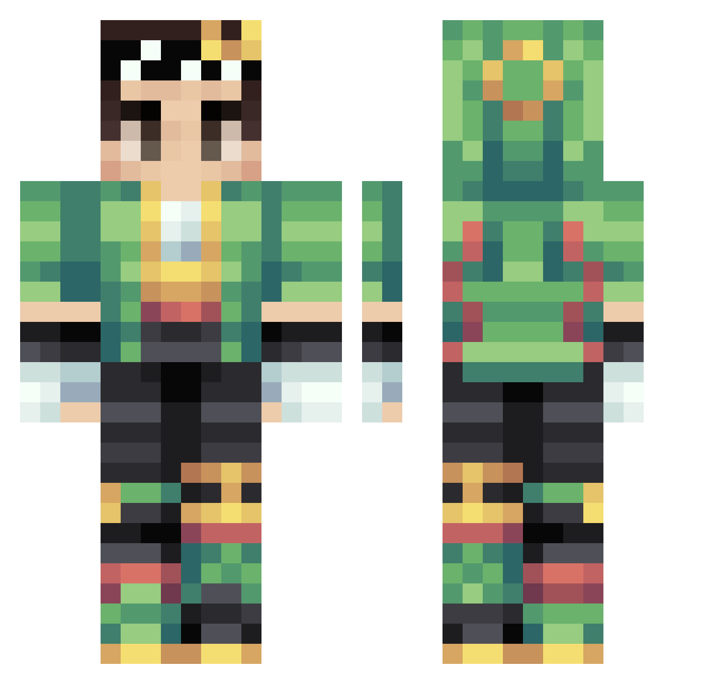 Raiyy Minecraft skin, front and back view