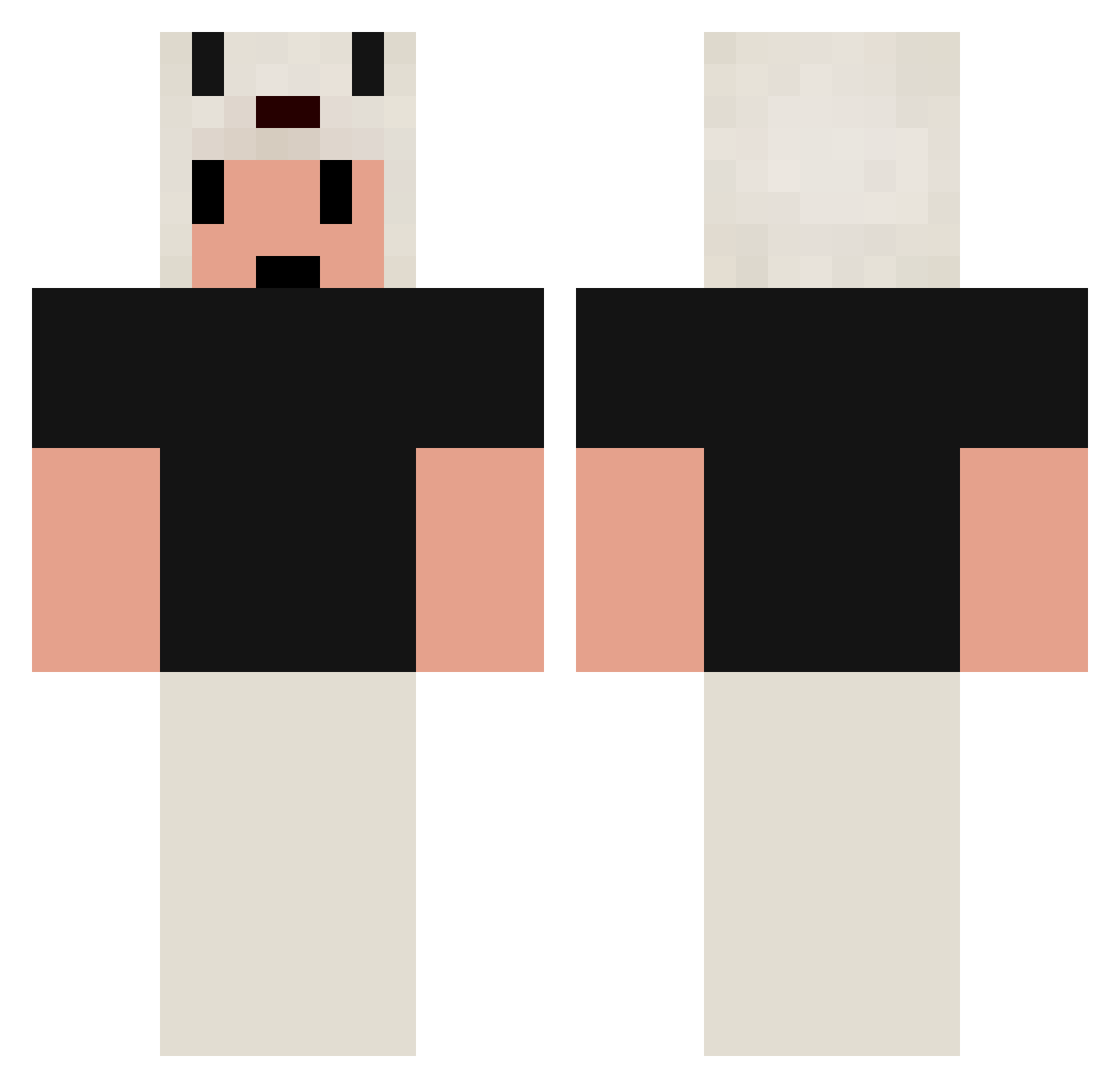 Y1kki Minecraft skin, front and back view