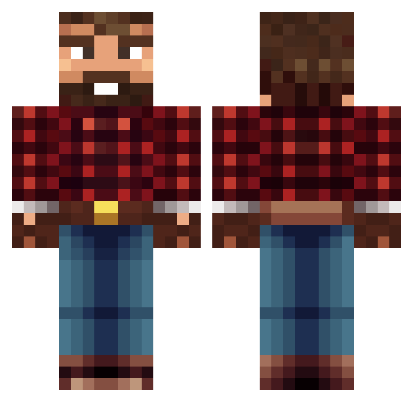 PumpKnot Minecraft skin, front and back view